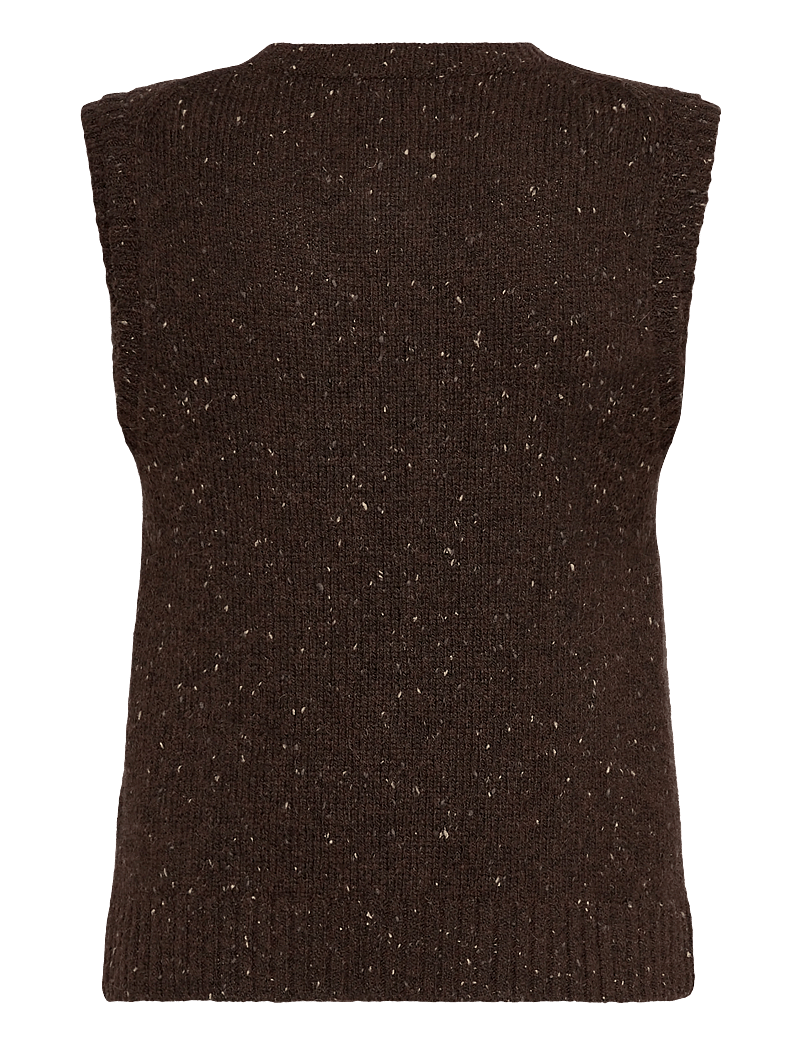 Weekday - Knitted Buttoned Wool Blend Vest - gestrickte westen - brown neps - 1