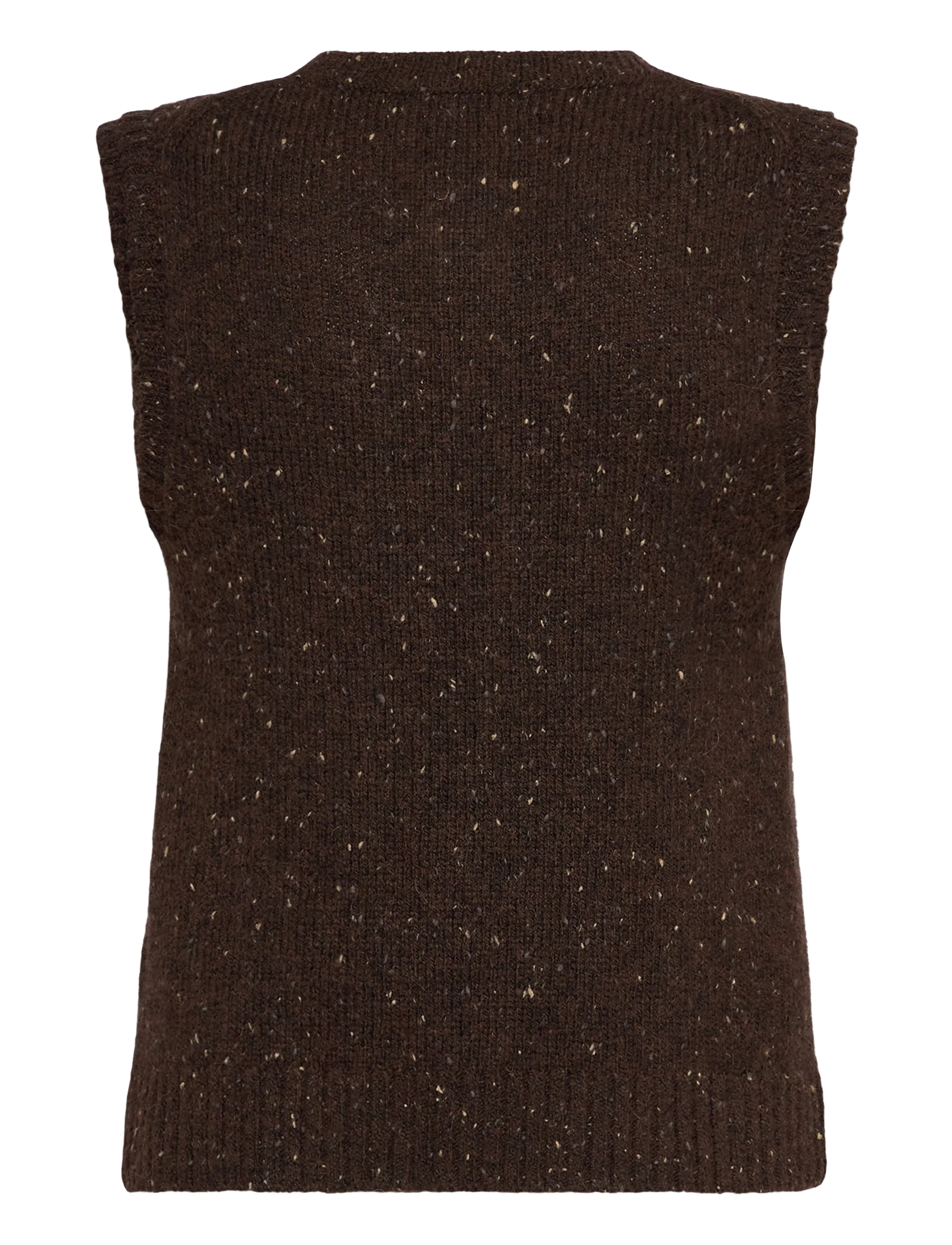 Weekday - Knitted Buttoned Wool Blend Vest - kootud vestid - brown neps - 1
