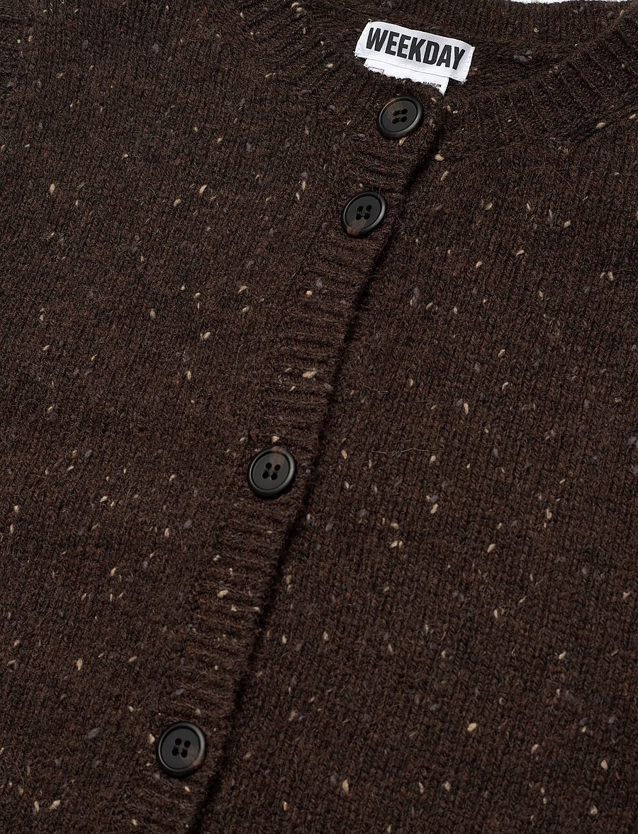 Weekday - Knitted Buttoned Wool Blend Vest - strickwesten - brown neps - 2