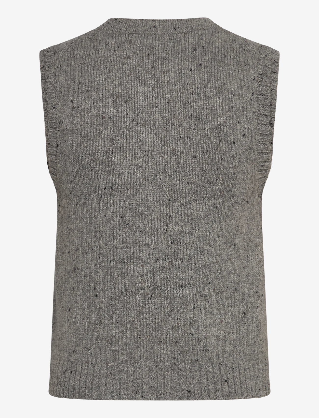 Weekday - Knitted Buttoned Wool Blend Vest - knitted vests - grey melange - 1