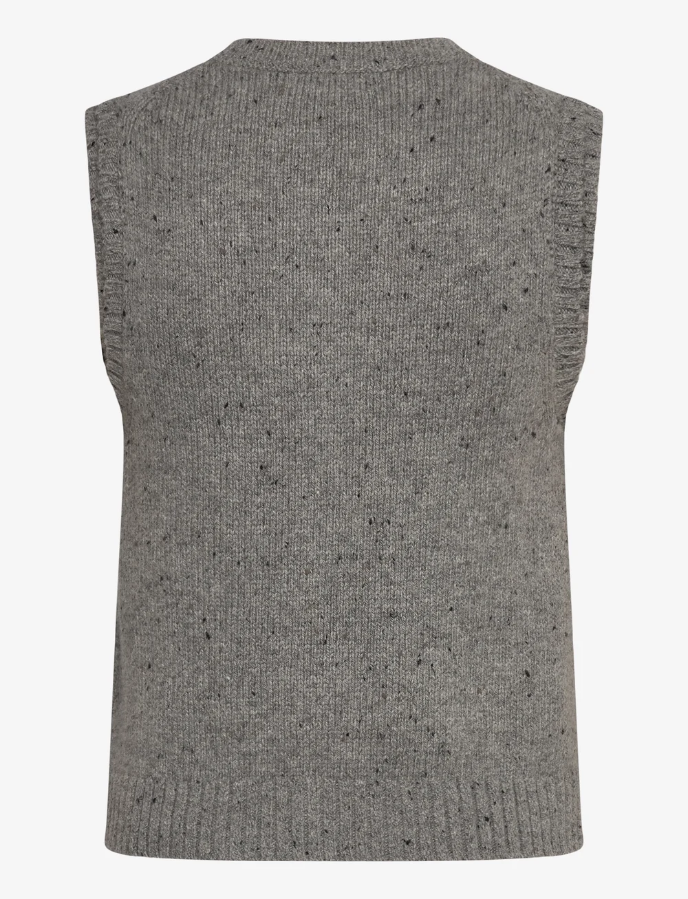 Weekday - Knitted Buttoned Wool Blend Vest - knitted vests - grey melange - 1
