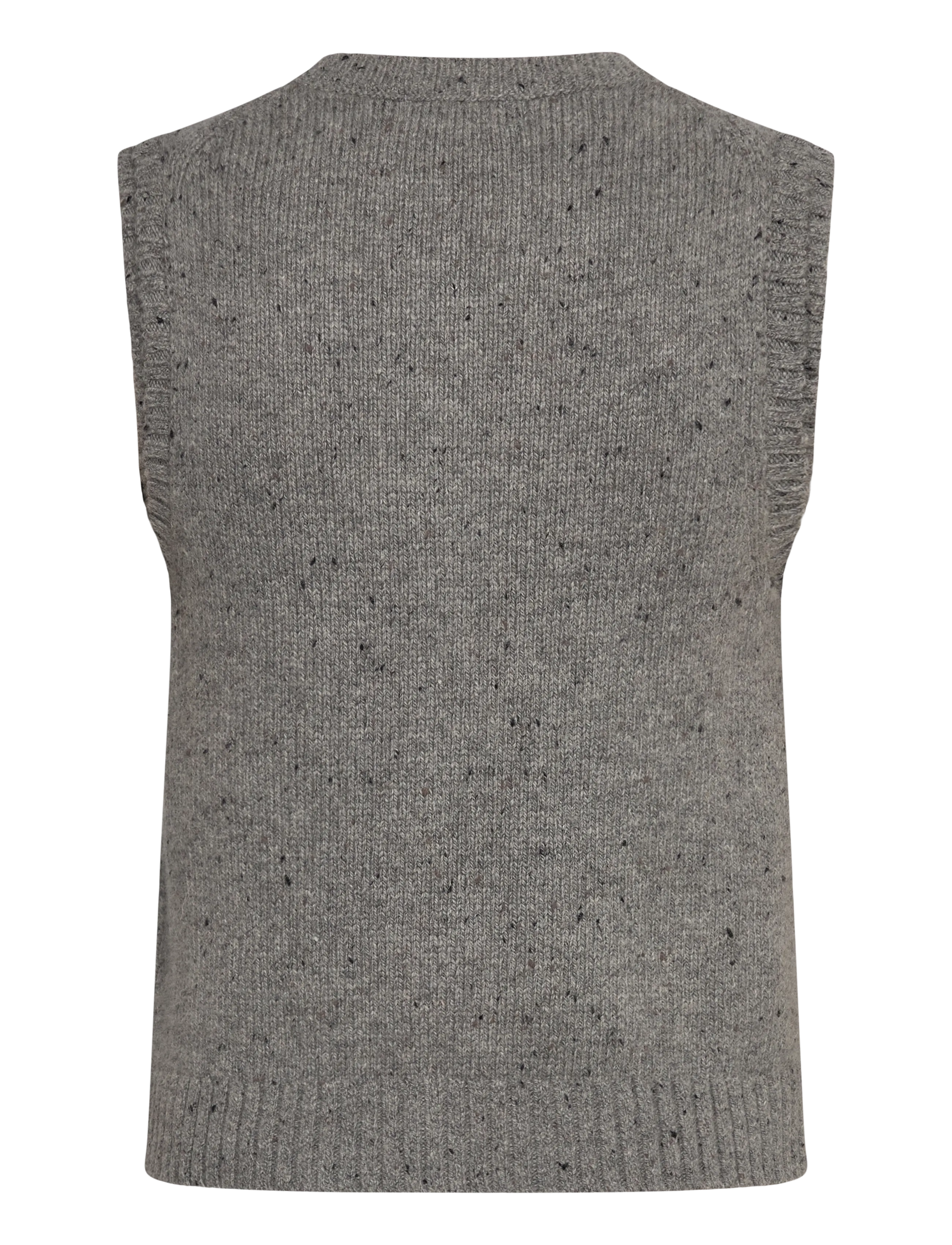 Weekday - Knitted Buttoned Wool Blend Vest - strickwesten - grey melange - 1