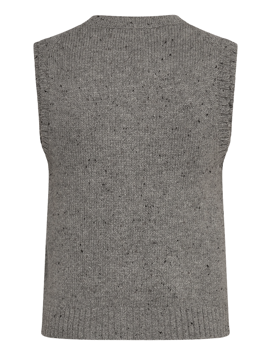 Weekday - Knitted Buttoned Wool Blend Vest - strikveste - grey melange - 1
