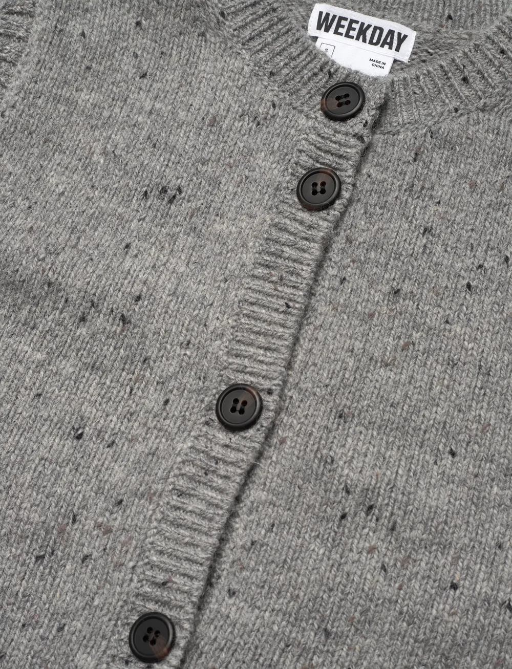 Weekday - Knitted Buttoned Wool Blend Vest - knitted vests - grey melange - 2