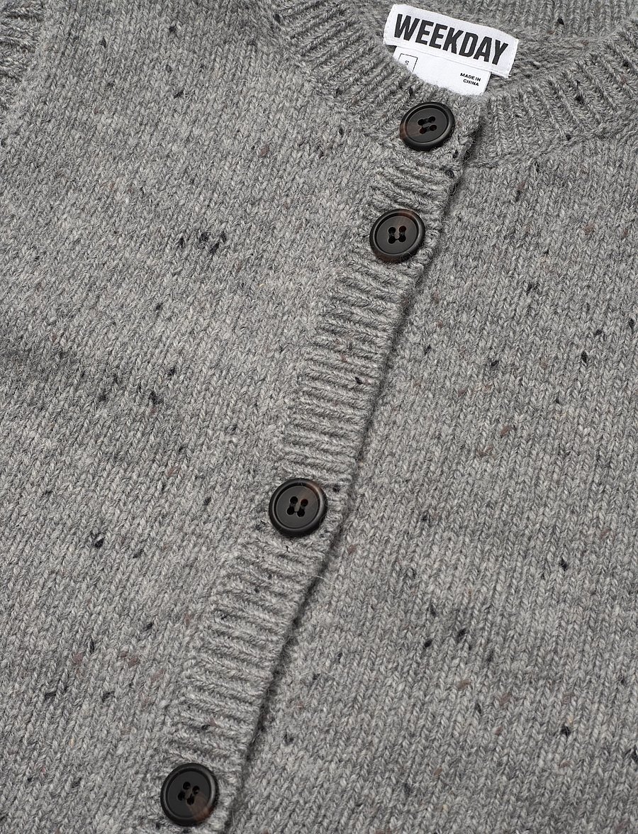 Weekday - Knitted Buttoned Wool Blend Vest - strikveste - grey melange - 2