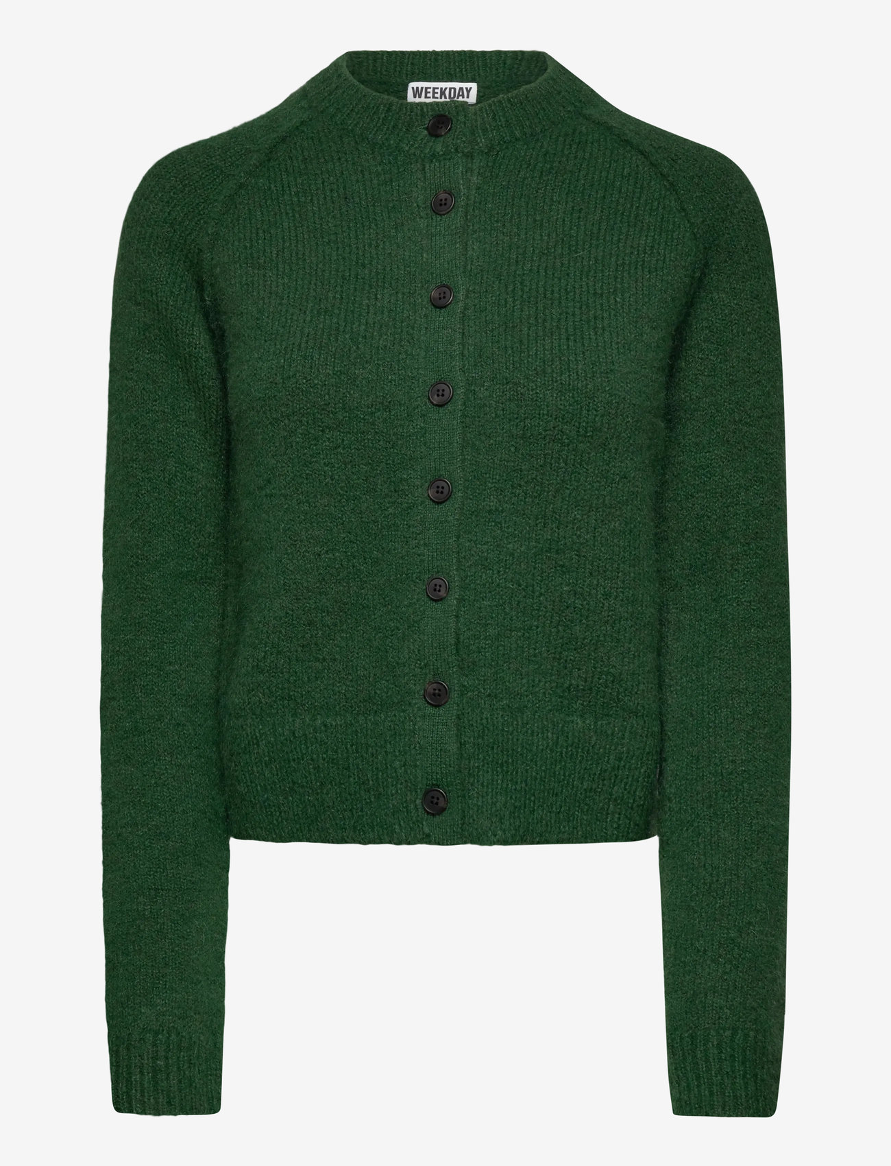 Weekday - Soft Slim Fit Buttoned Cardigan - gilets - dark green melange - 0
