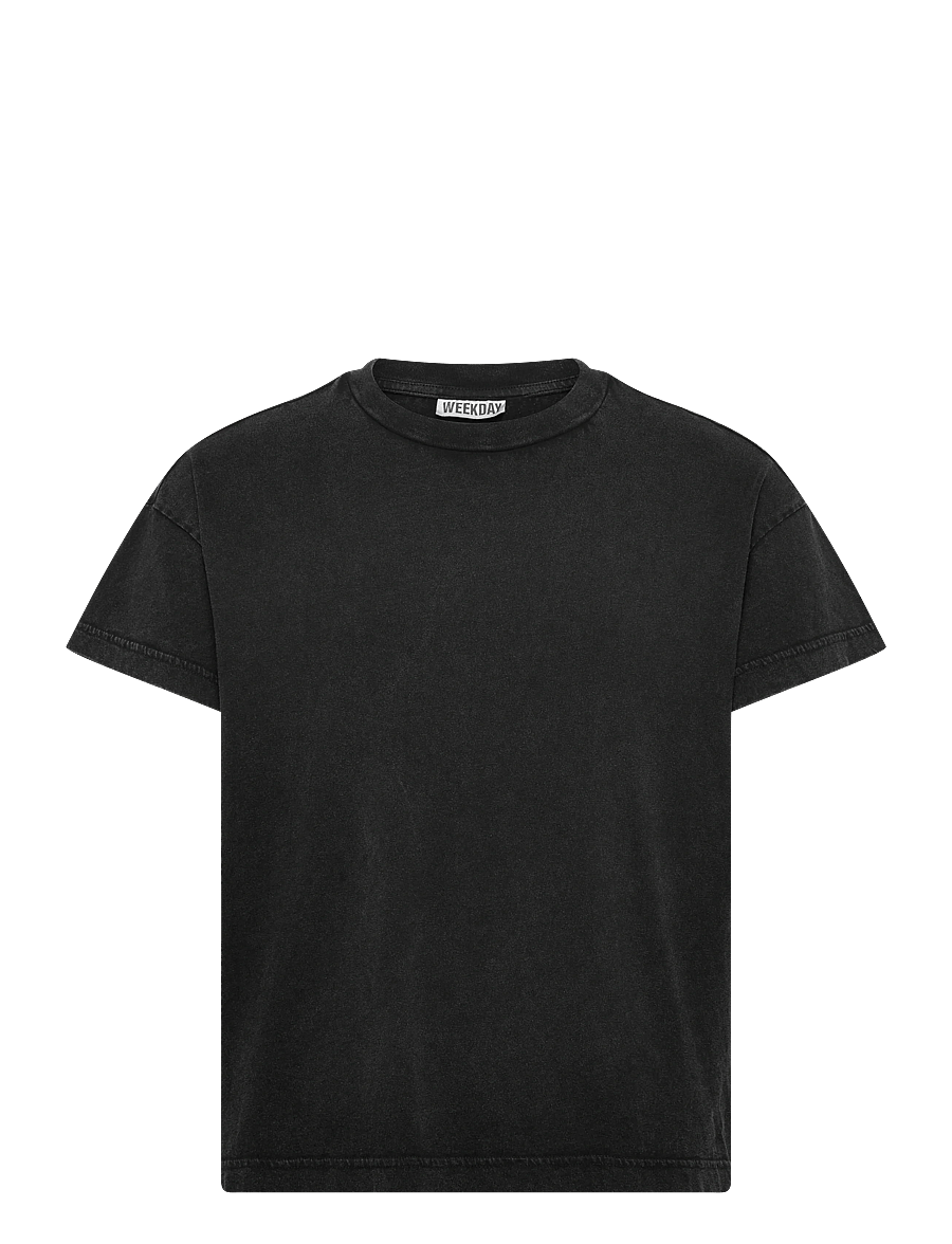 Weekday - Cap-Sleeved Boxy Cotton T-shirt - lyhythihaiset - black - 0