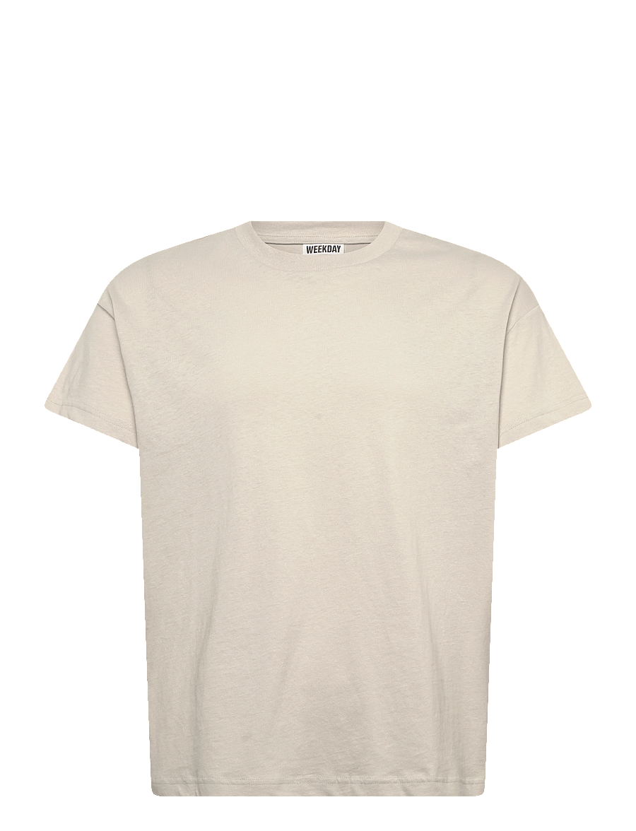 Weekday - Cap-Sleeved Boxy Cotton T-shirt - kurzärmelige t-shirts - mole - 0