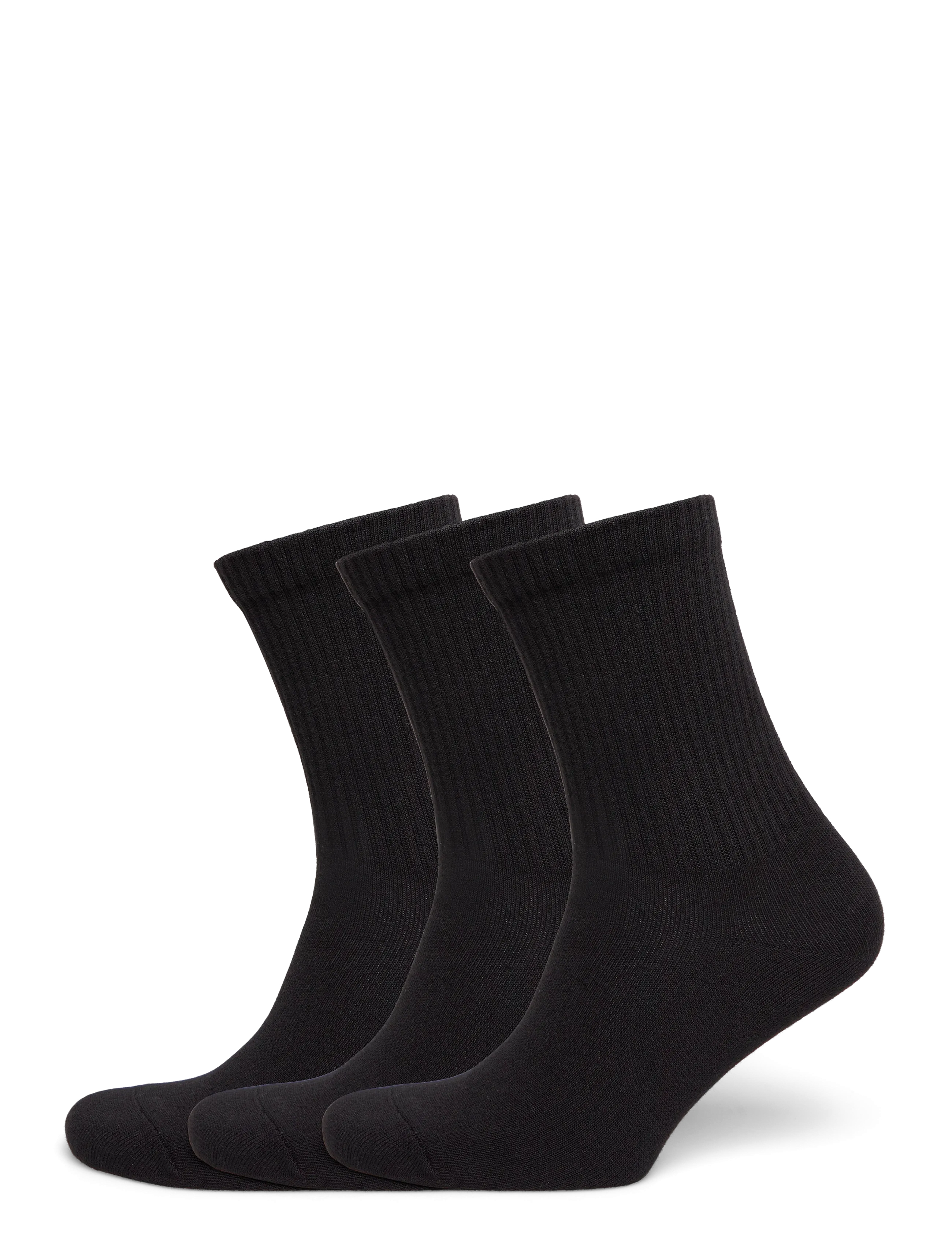Weekday 3-pack Ribbed Sporty Crew Socks - Weekday - BLACK / black