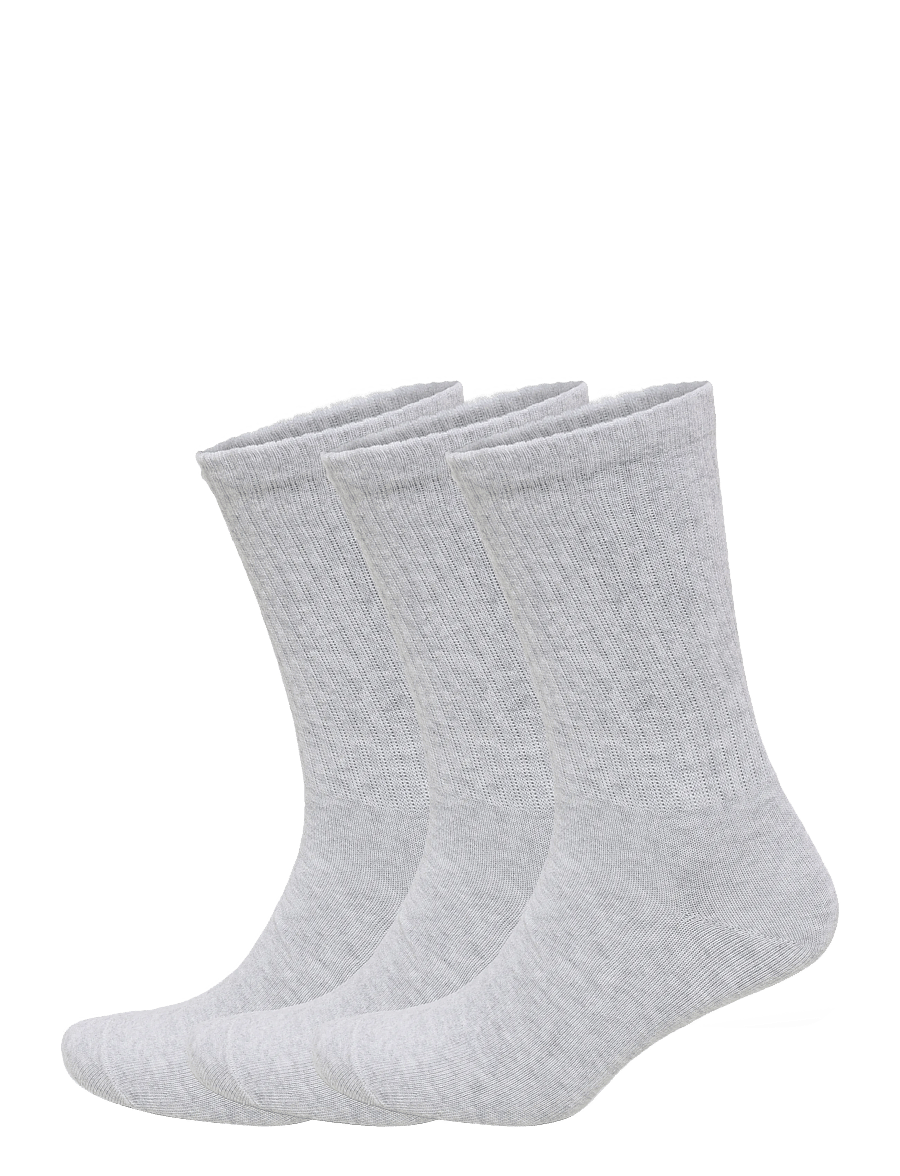 Weekday - 3-pack Ribbed Sporty Crew Socks - klassikalised sokid - grey melange dusty l - 0