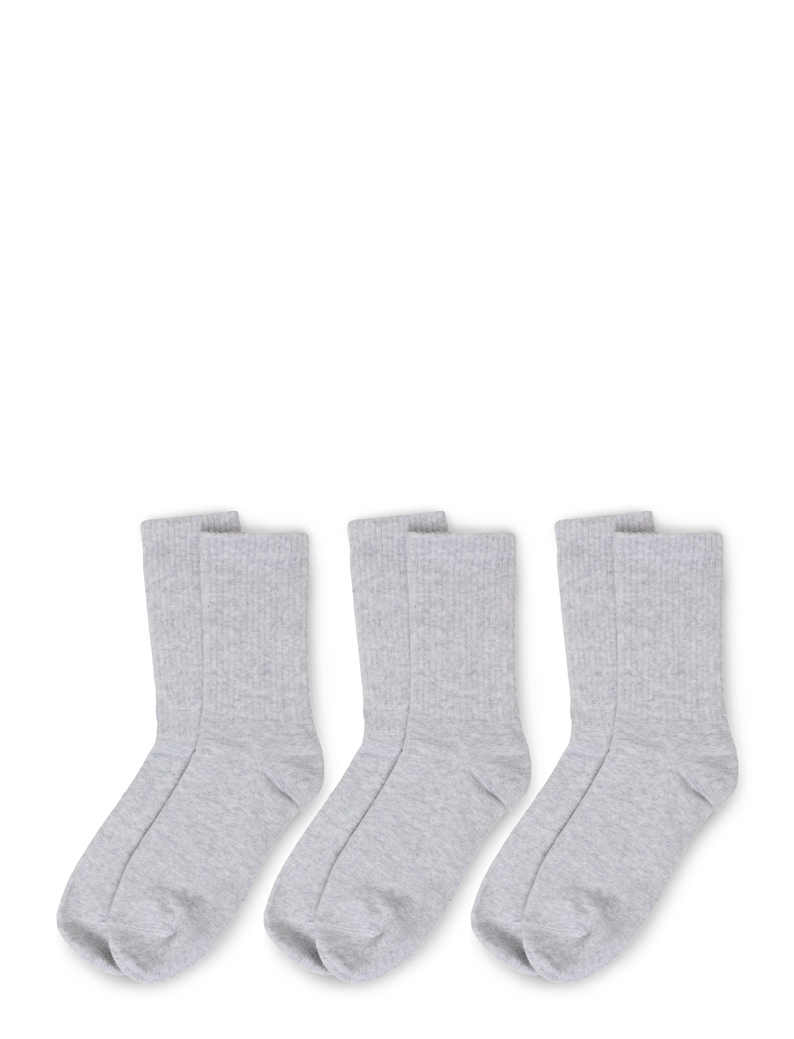 Weekday - 3-pack Ribbed Sporty Crew Socks - grey melange dusty l - 1