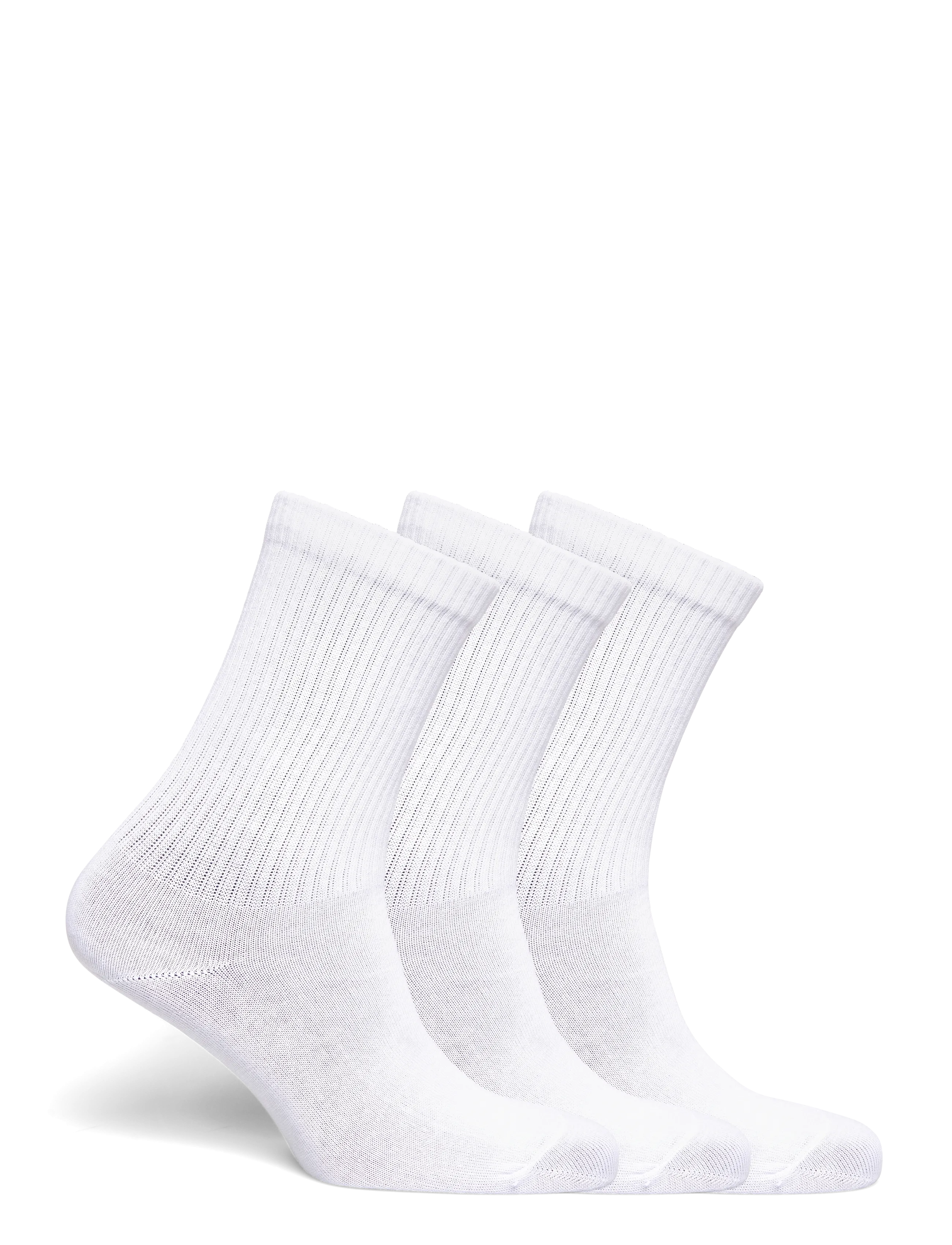 Weekday - 3-pack Ribbed Sporty Crew Socks - regular socks - white light - 1