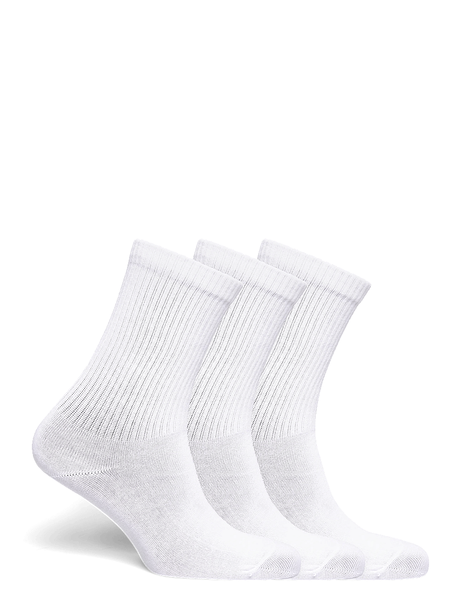 Weekday - 3-pack Ribbed Sporty Crew Socks - klassikalised sokid - white light - 1