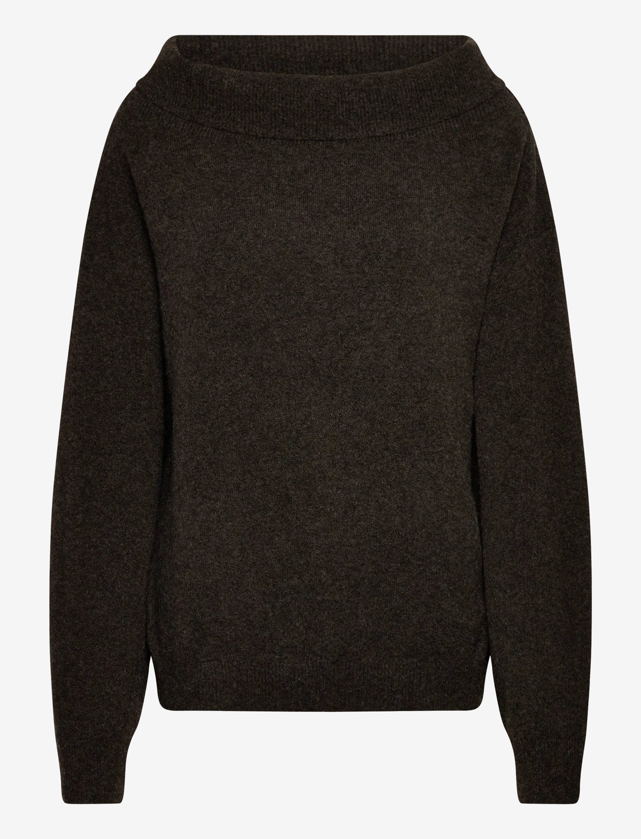 Weekday - Off Shoulder Sweater - stickade tröjor - dark brown - 0