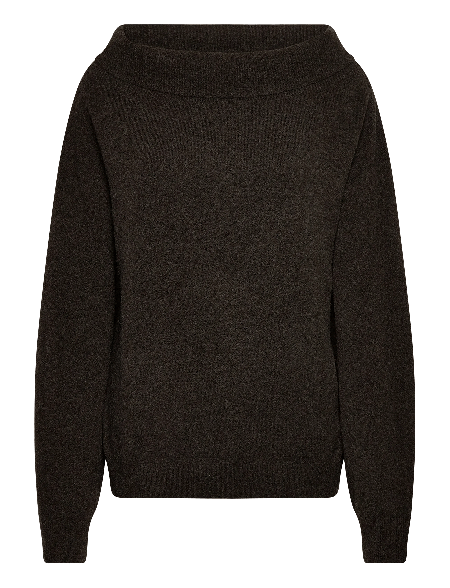 Weekday - Off Shoulder Sweater - stickade tröjor - dark brown - 0