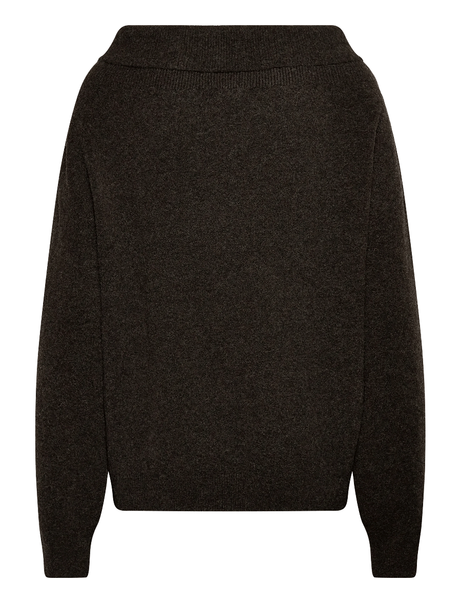 Weekday - Off Shoulder Sweater - stickade tröjor - dark brown - 1