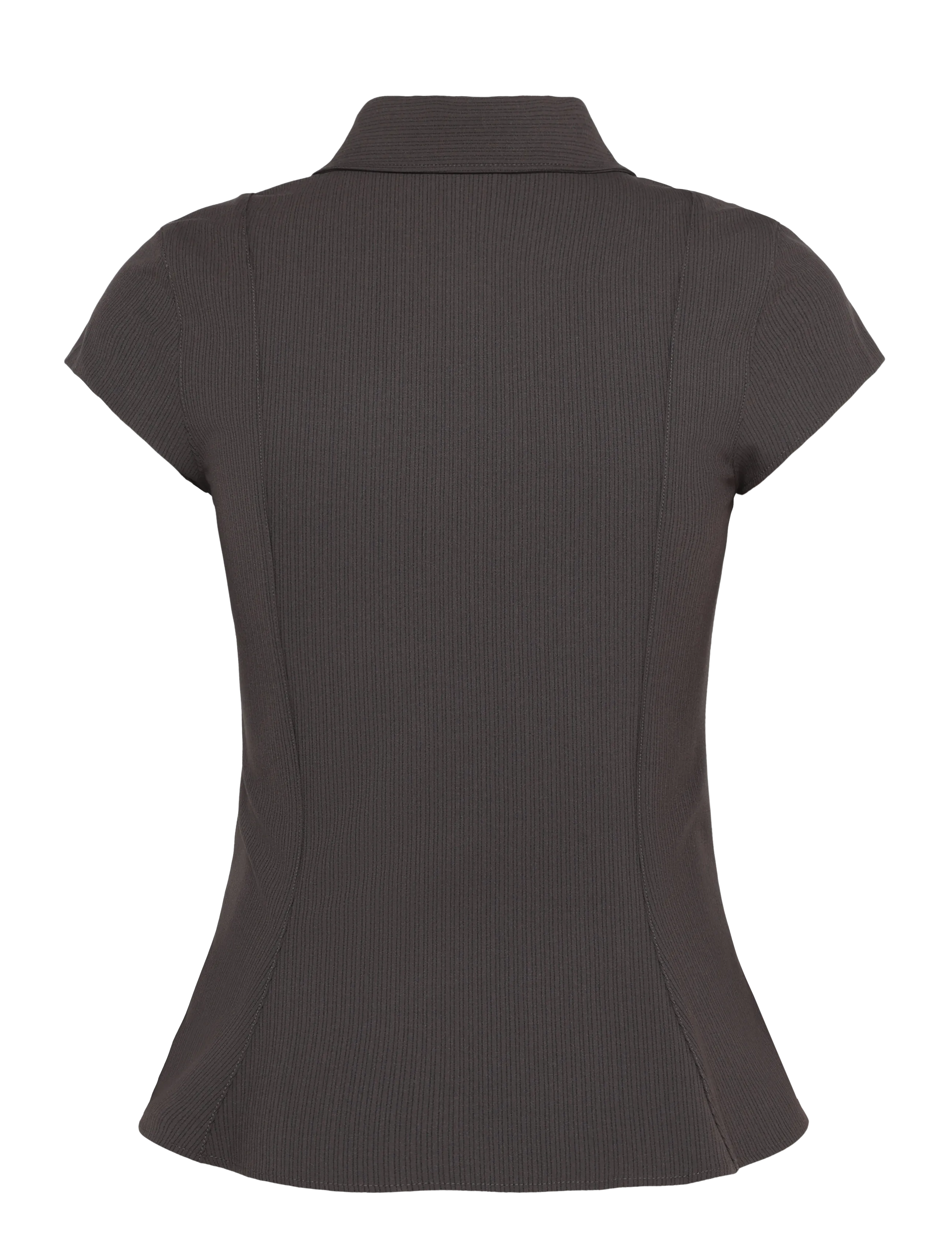 Weekday - Slim Fit Short-Sleeved Crepe Shirt - kortærmede skjorter - dark mole pinstripe - 1