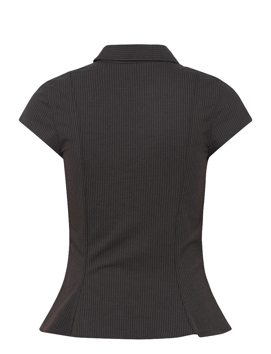 Weekday - Slim Fit Short-Sleeved Crepe Shirt - kortærmede skjorter - grey melange dark - 1