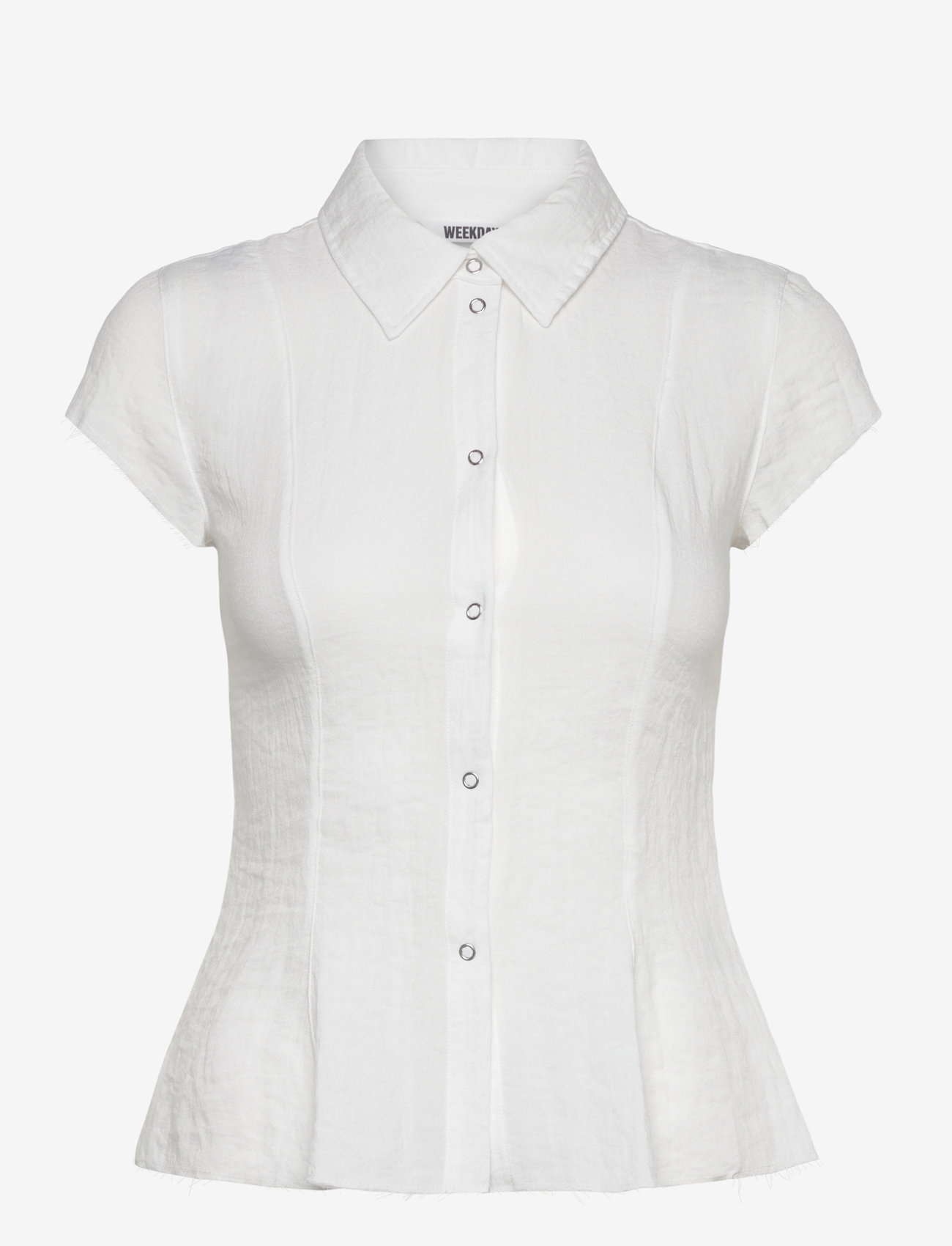 Weekday - Fitted Shirt Top - lühikeste varrukatega särgid - white - 0