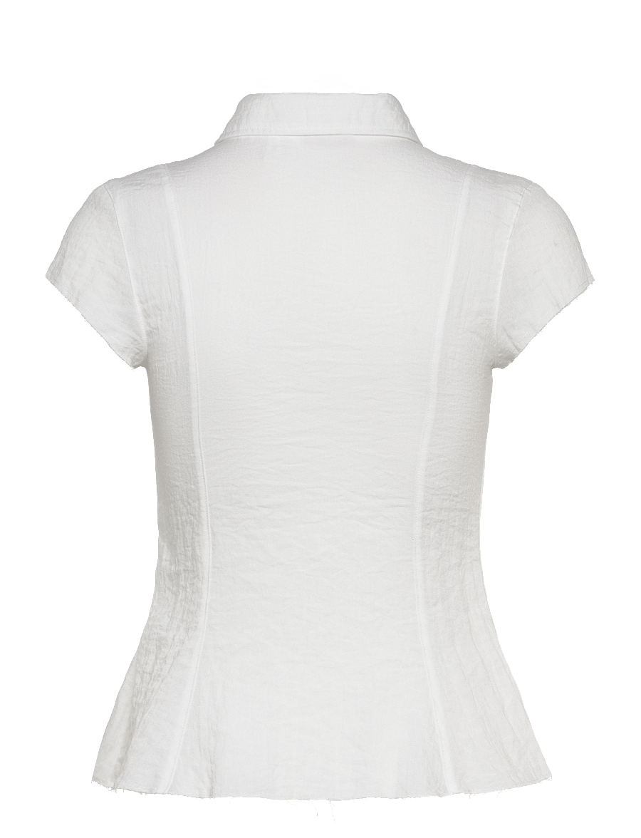 Weekday - Slim Fit Short-Sleeved Crepe Shirt - kortærmede skjorter - white - 1