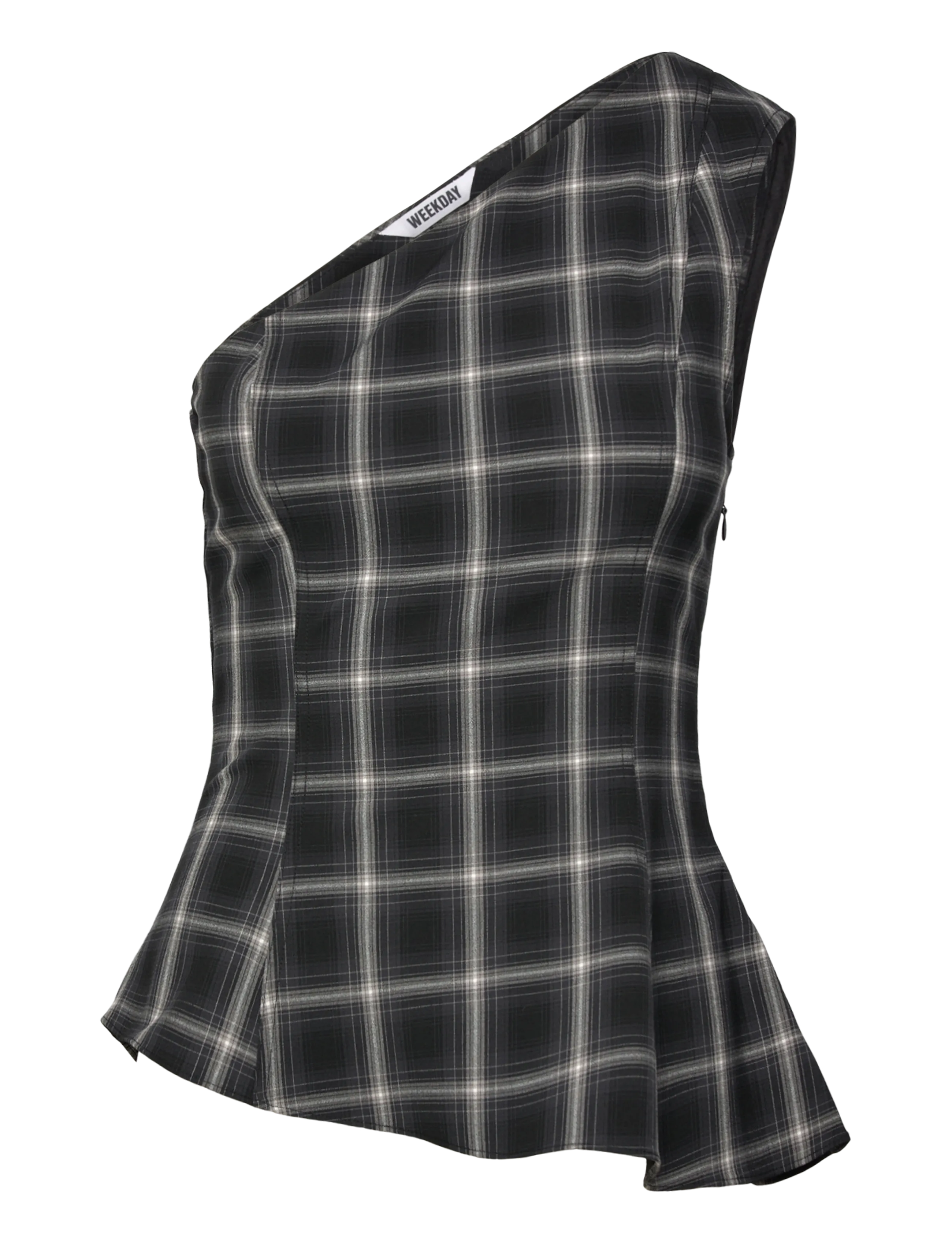 Weekday Asymmetric One-Shoulder Fitted Top, Kvinder, Asymmetrisk One-Shoulder Tætsiddende Top, Sort, Str: 40