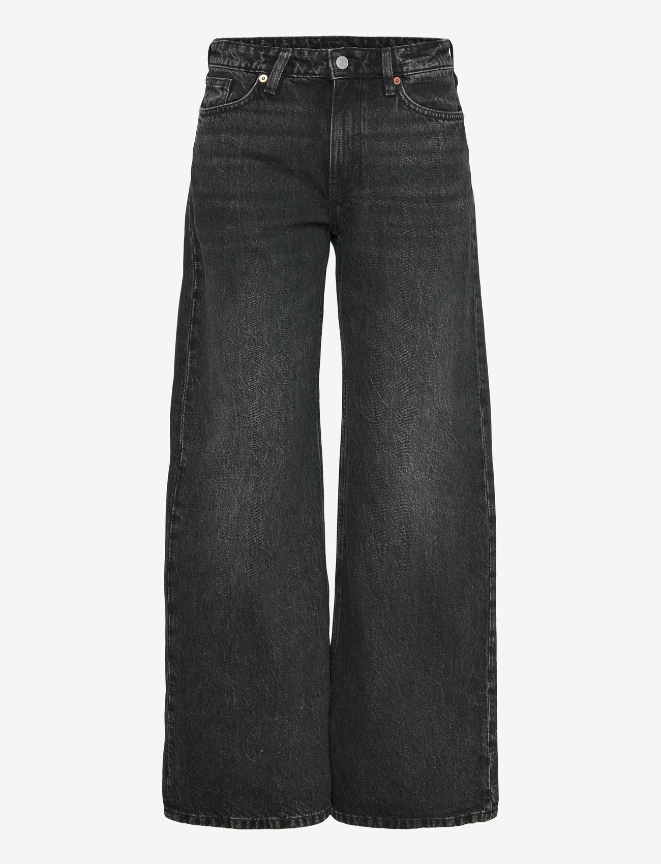 Weekday - Paz Mid Rise Loose Wide Leg Jeans - brede jeans - paloma black - 0