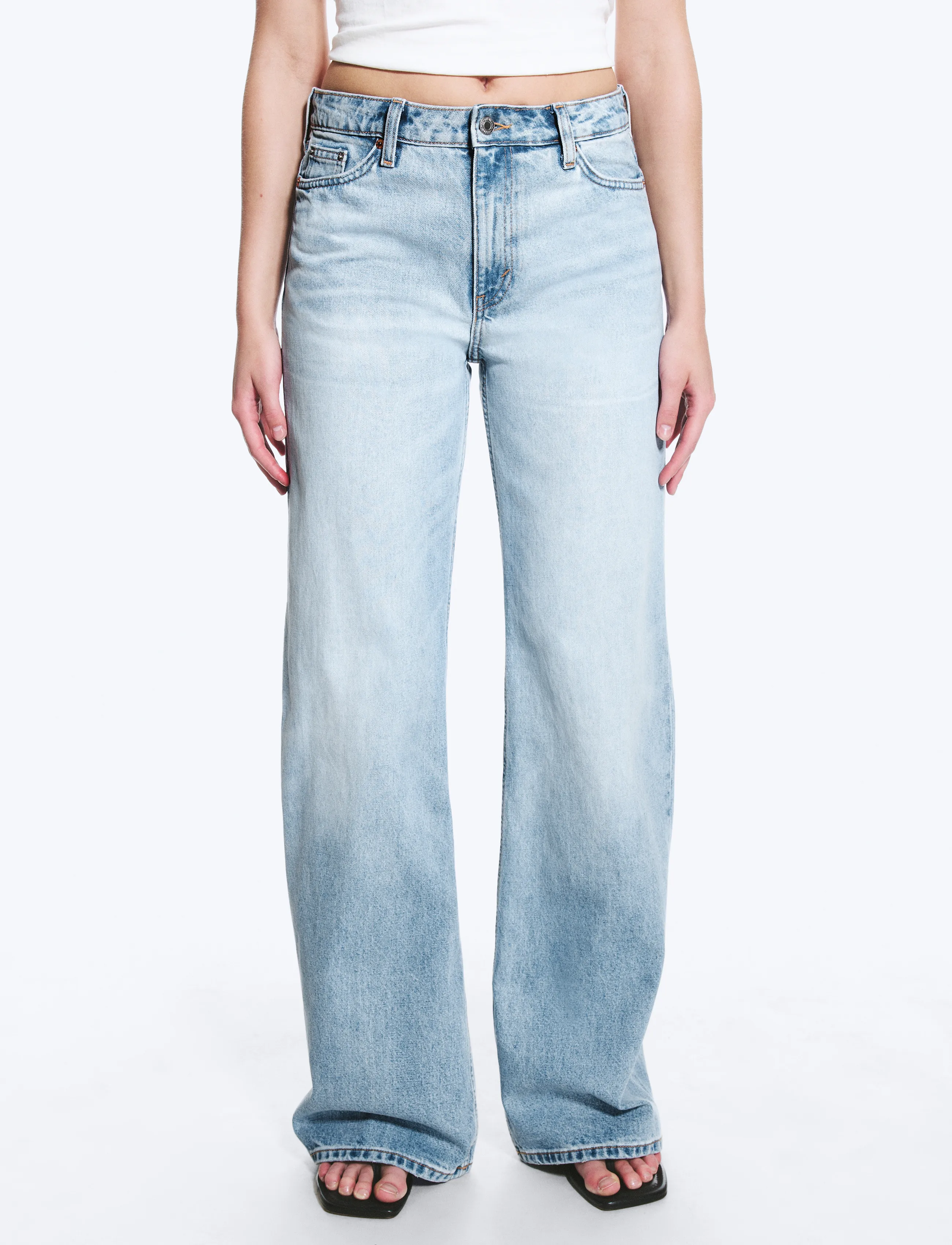 Weekday Paz Mid Rise Wide Jeans - Weekday - TROT BLUE / blue