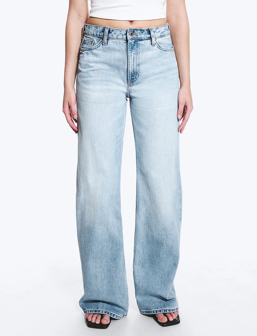 Weekday - Paz Mid Rise Wide Jeans - hosen mit weitem bein - trot blue - 0