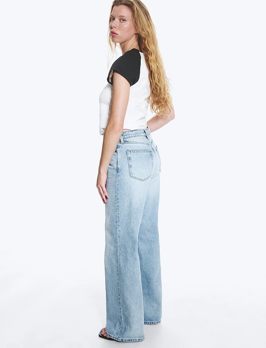 Weekday - Paz Mid Rise Wide Jeans - hosen mit weitem bein - trot blue - 2