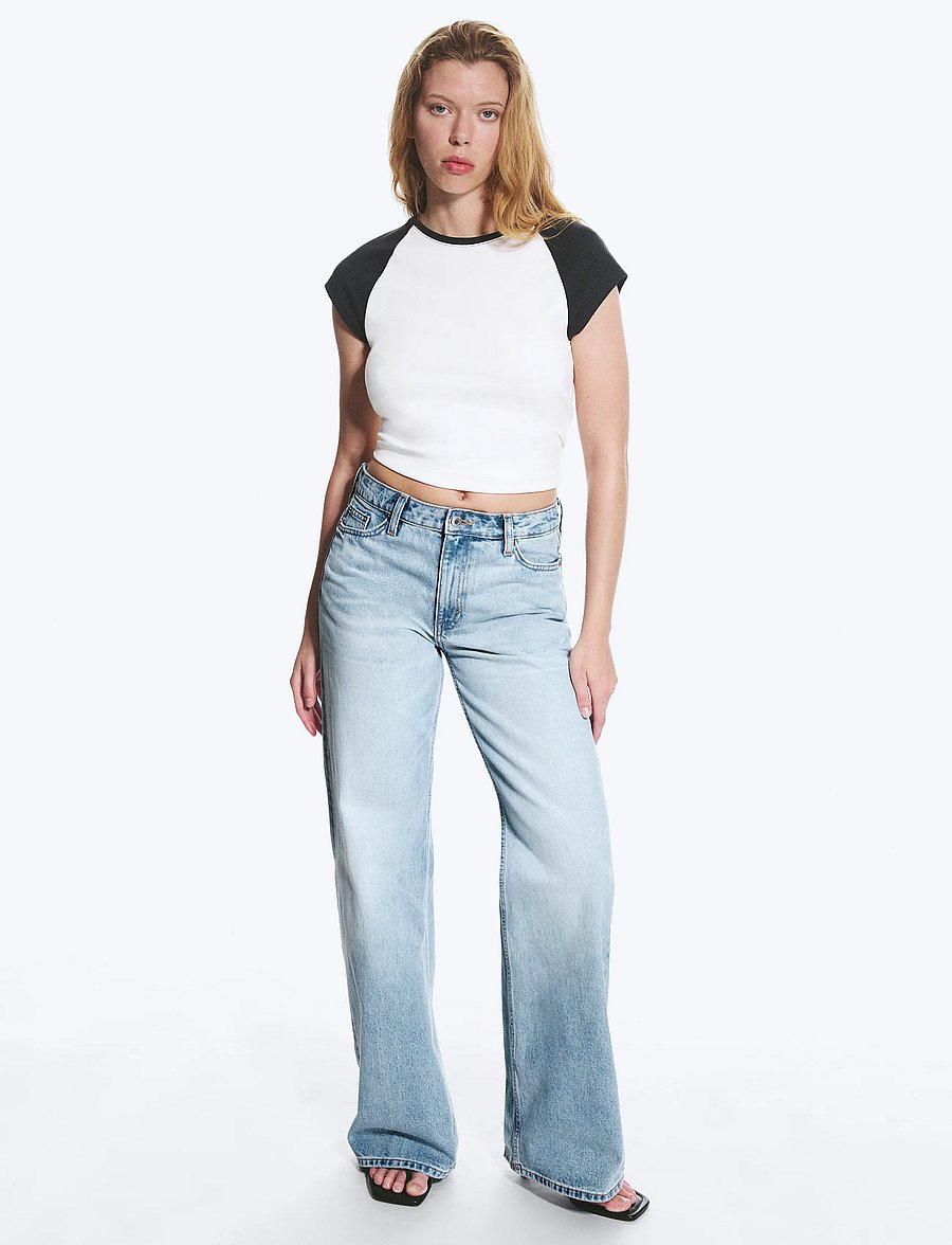 Weekday - Paz Mid Rise Wide Jeans - hosen mit weitem bein - trot blue - 5