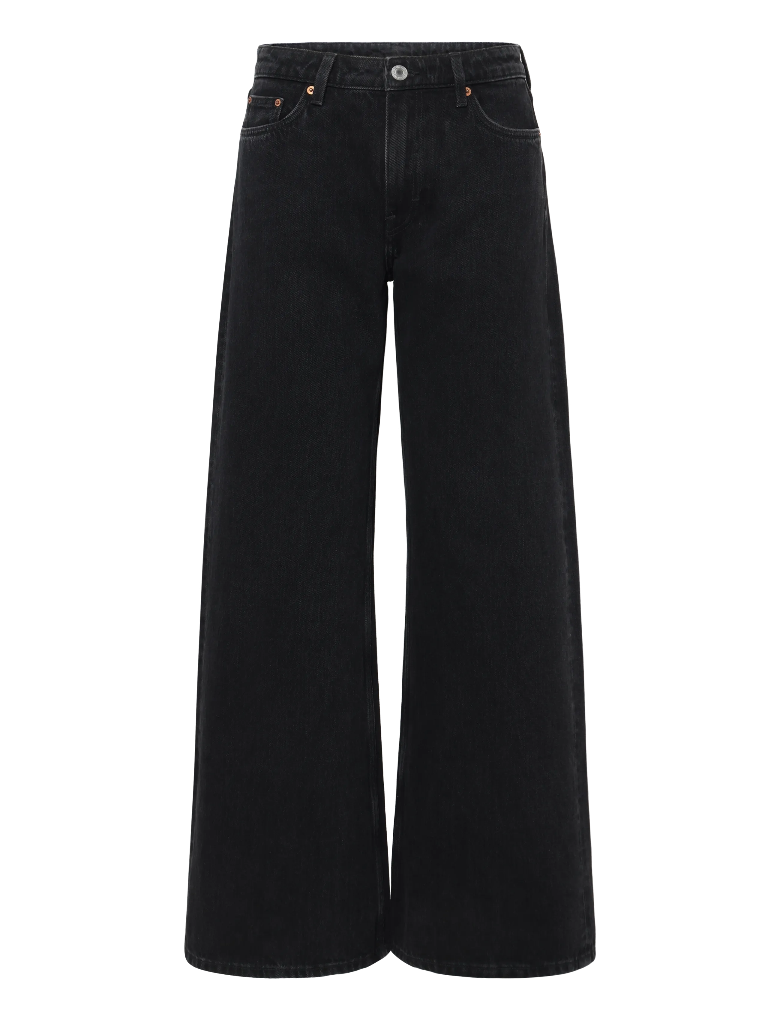Weekday Paz Mid Rise Wide Jeans - Kollektioner - TUNED BLACK / black