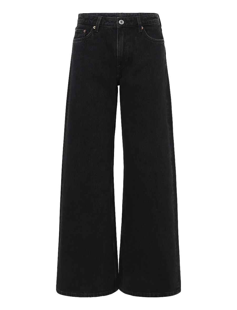 Weekday - Paz Mid Rise Wide Jeans - brede jeans - tuned black - 0