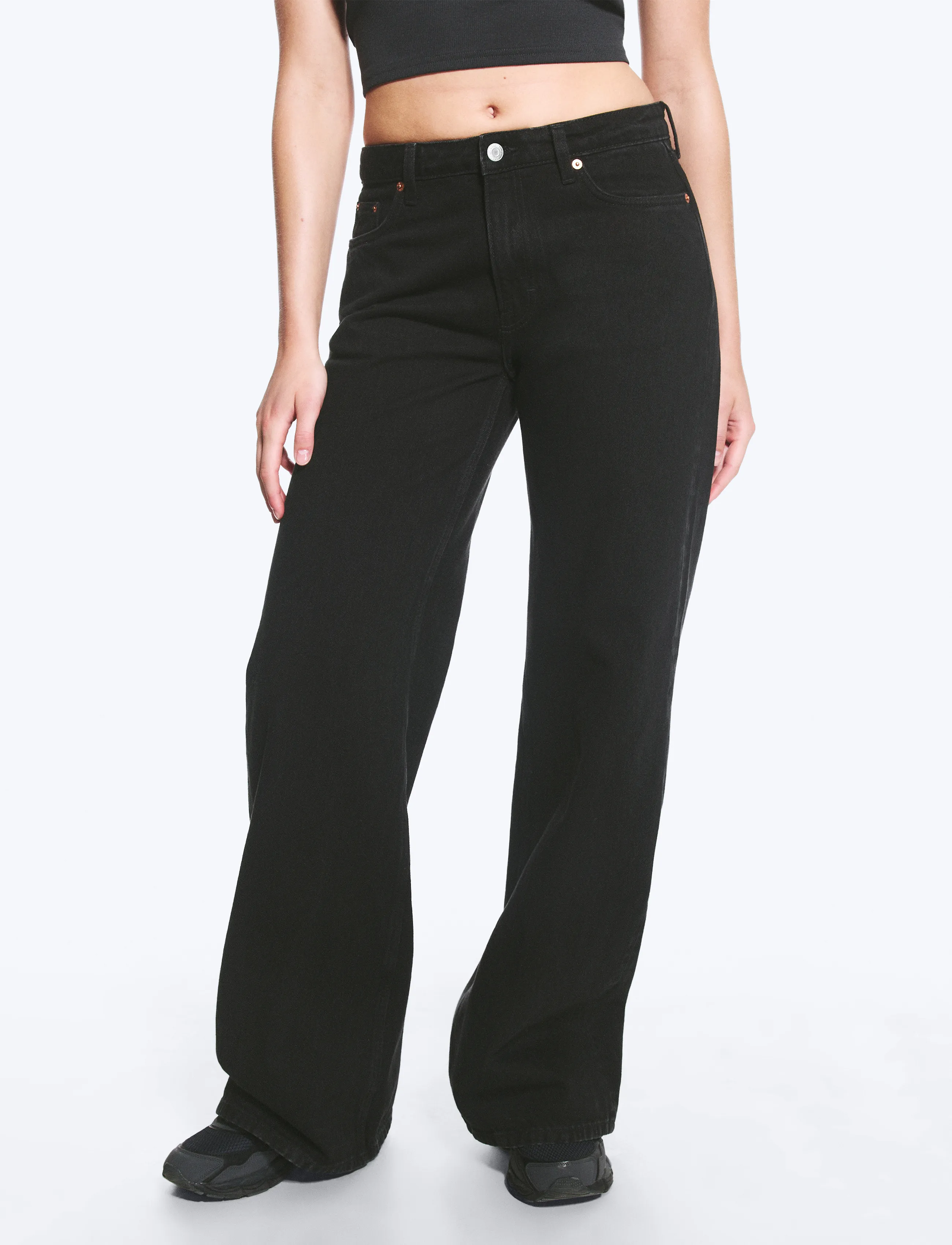Weekday - Paz Mid Rise Wide Jeans - vida jeans - tuned black - 3