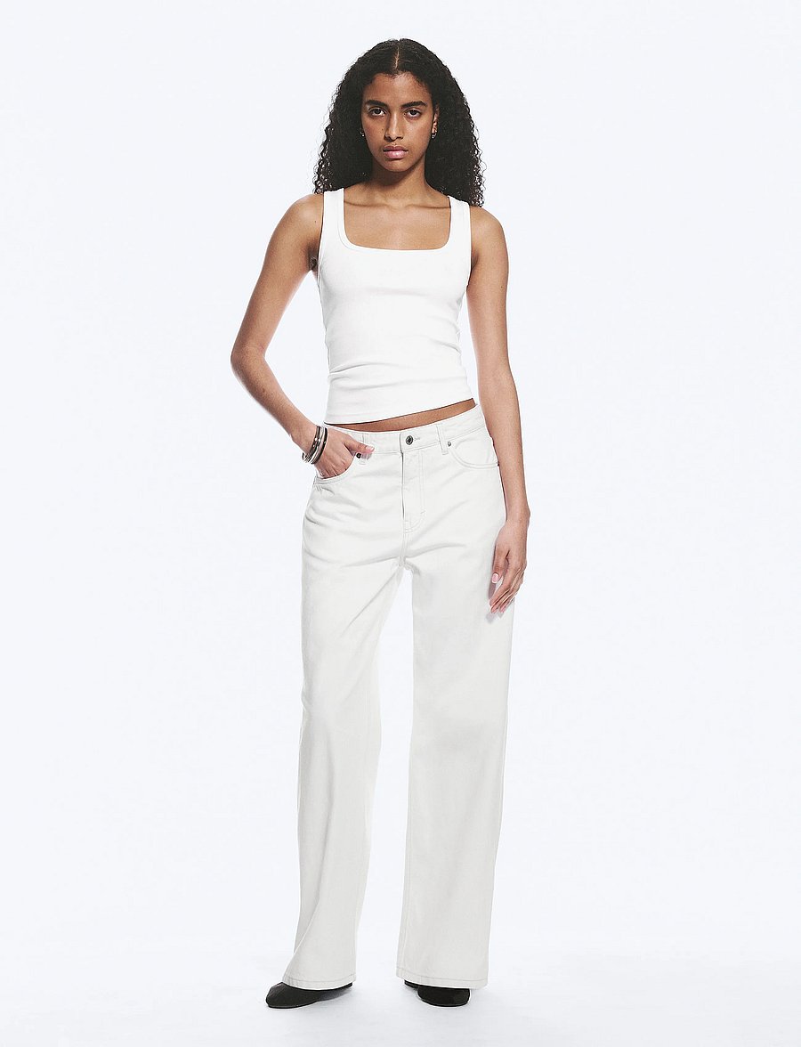 Weekday - Missy Low Rise Loose Straight Jeans - brede jeans - dirty white - 0