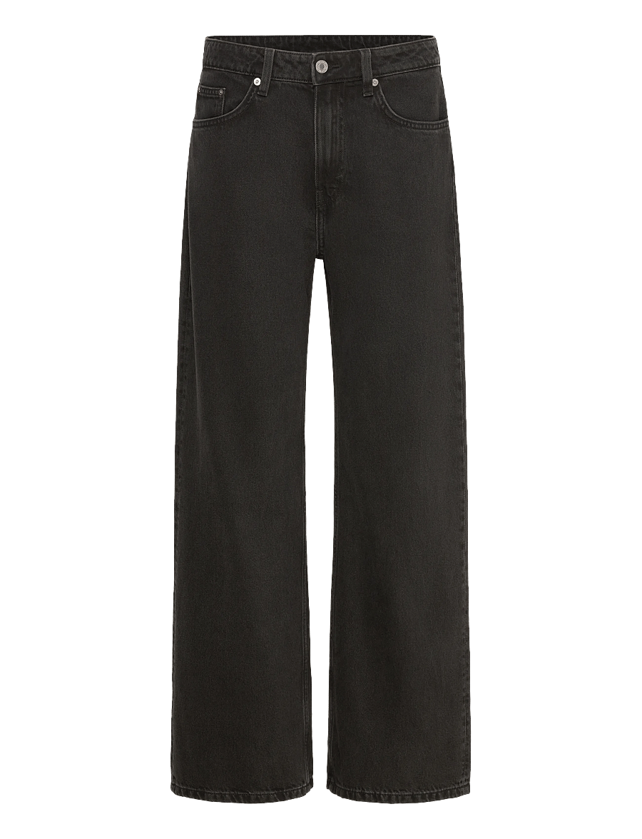 Weekday - Missy Low Rise Loose Straight Leg Jeans - wide leg jeans - tuned black - 0