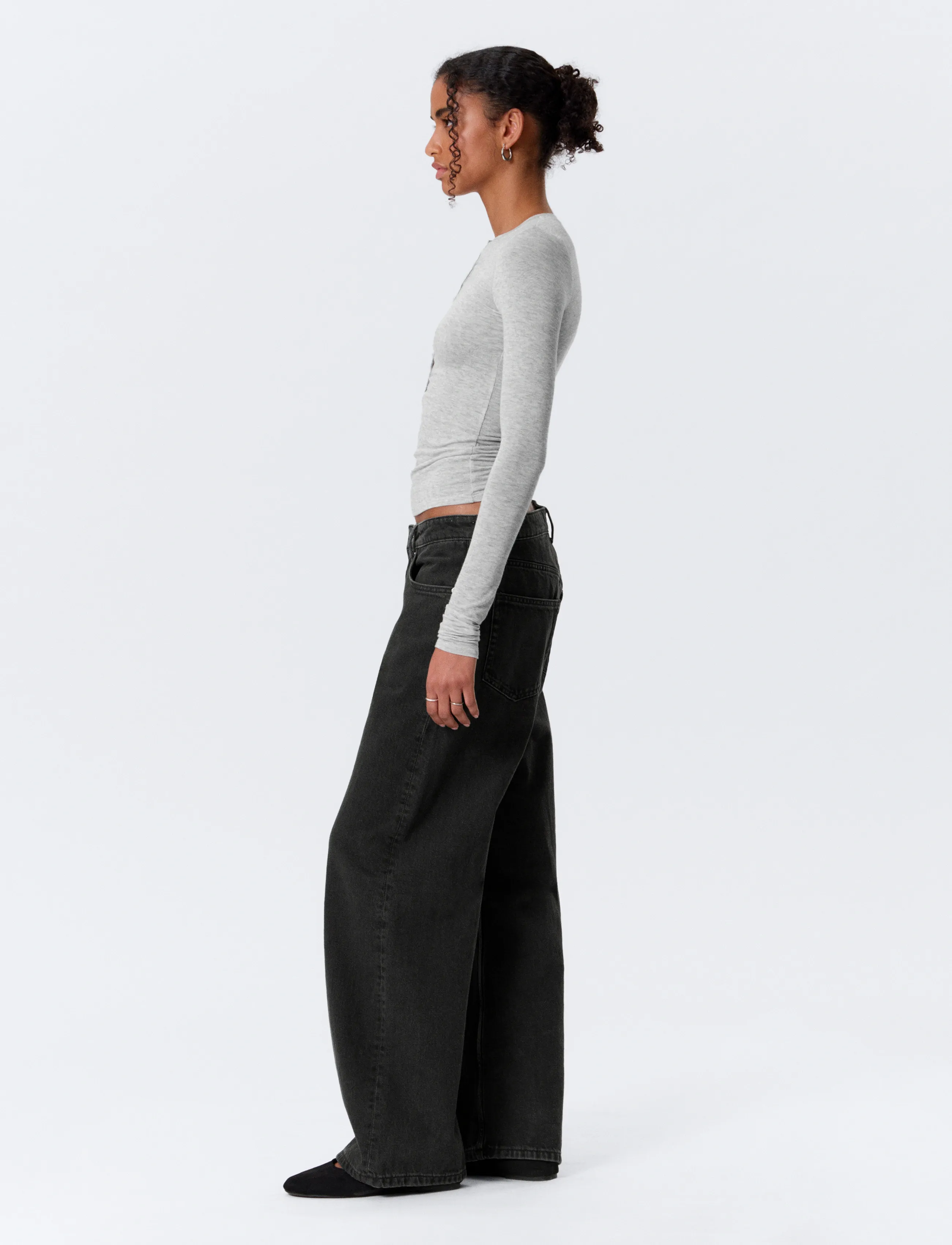 Weekday - Missy Low Rise Loose Straight Leg Jeans - vida jeans - tuned black - 4