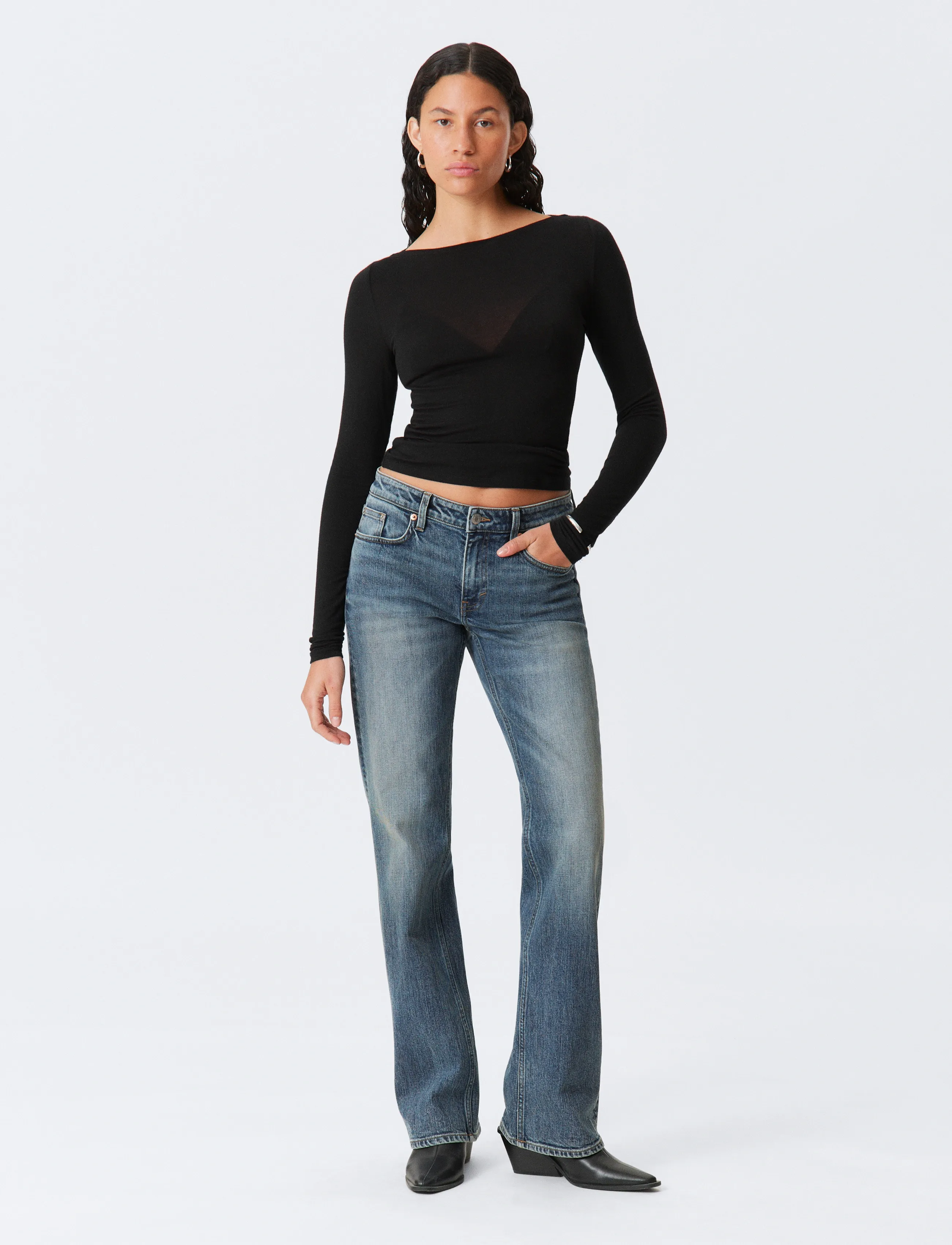 Weekday Tension Mid Rise Slim Bootcut Leg Jeans - Weekday - THUNDER BLUE / blue