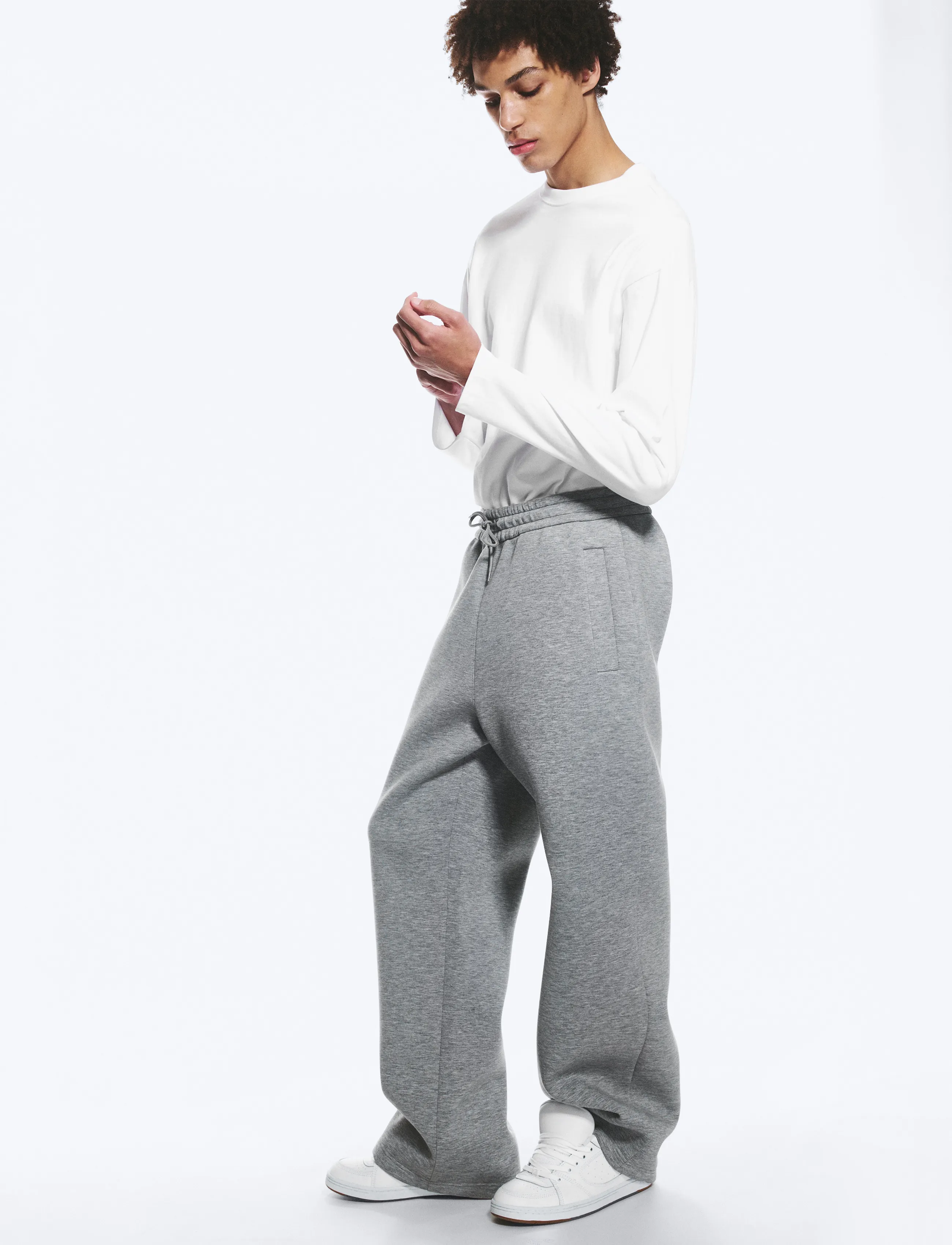 Weekday - Loose Fit Scuba Sweatpants - shop by occasion - grey melange - 3