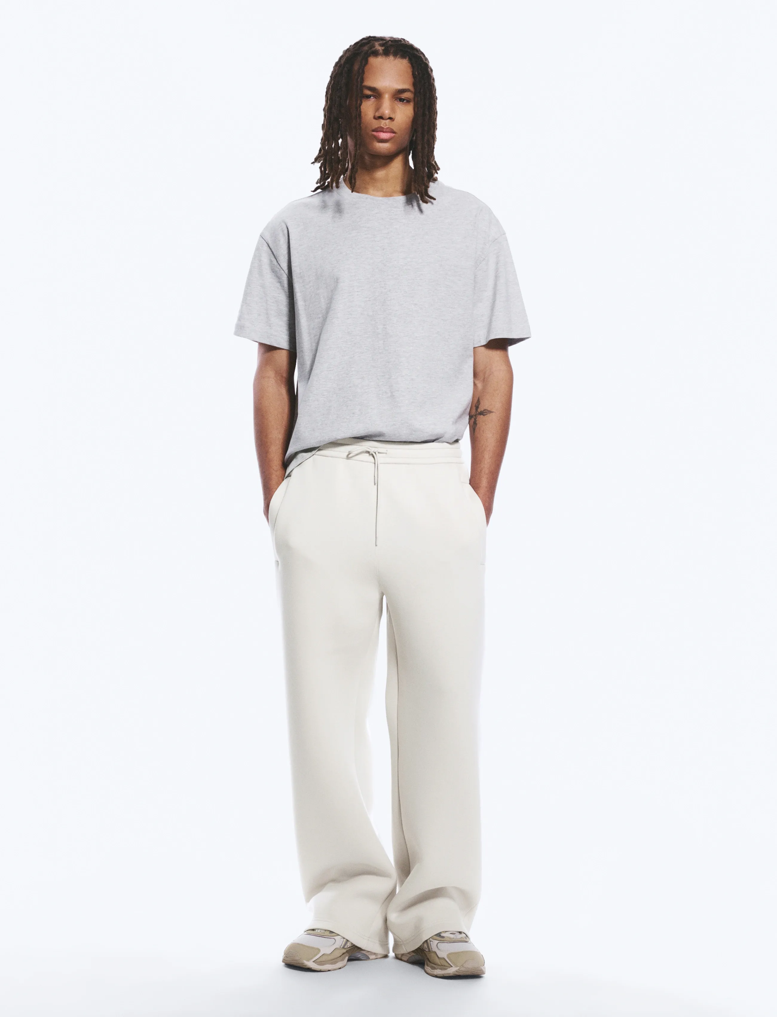 Weekday Loose Fit Scuba Sweatpants, XS, Beige, Underdele > Joggingbukser, Herre