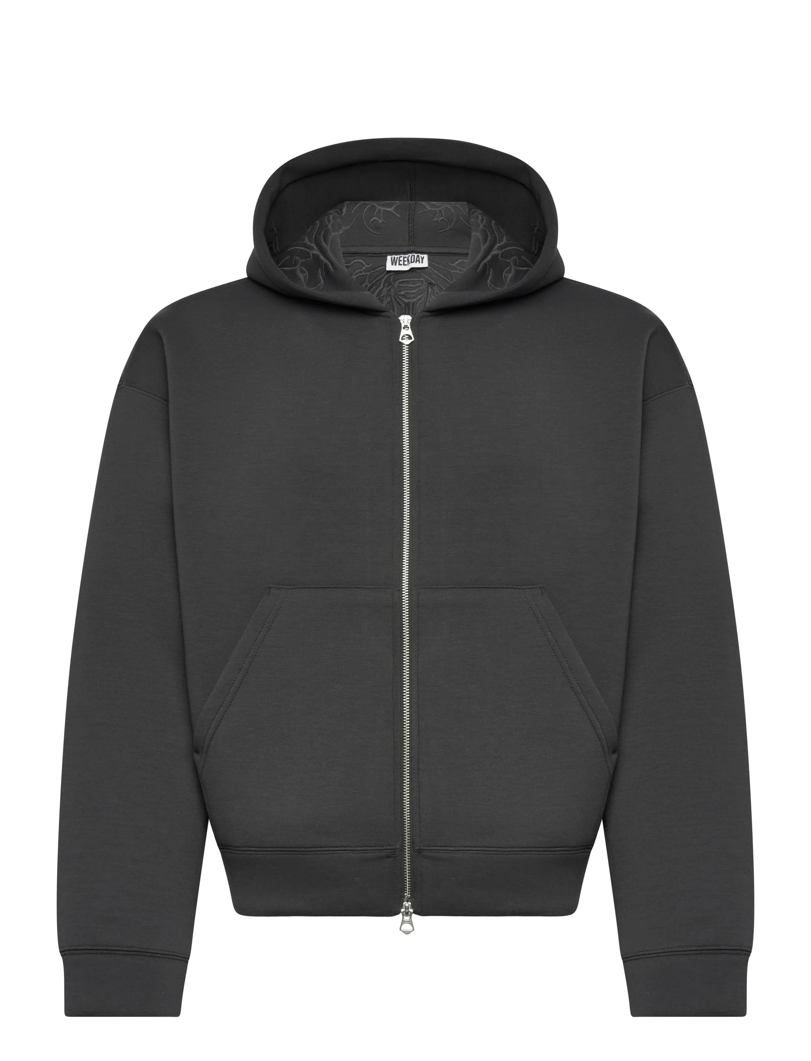 Weekday Simon Graphic Scuba Zip Hoodie - Weekday - DARK GREY GRAPHIC / grey