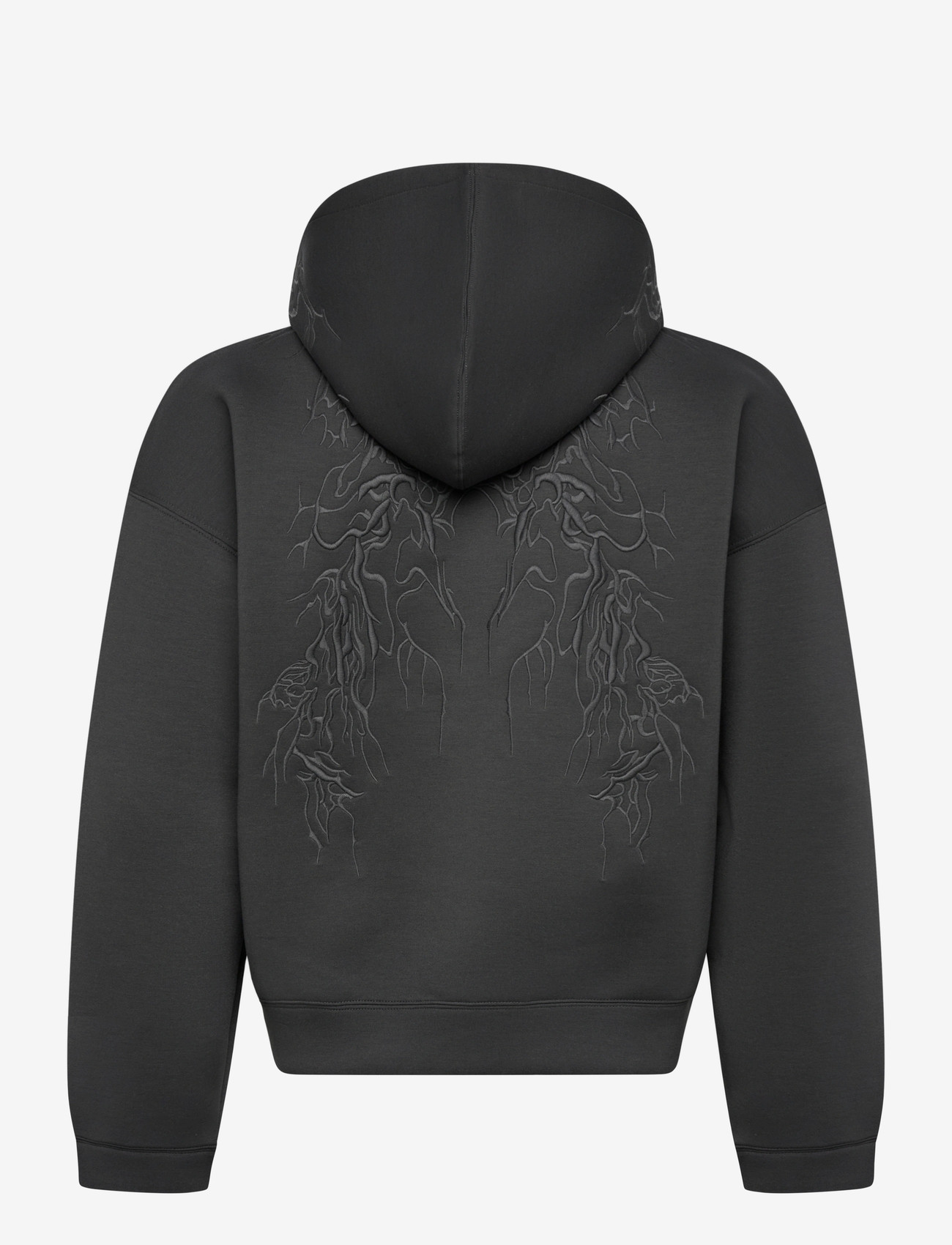 Weekday - Simon Graphic Scuba Zip Hoodie - hættetrøjer - dark grey graphic - 1