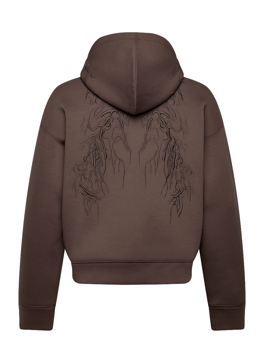 Weekday - Simon Graphic Scuba Zip Hoodie - kapuutsiga pusad - dark mole embroidery - 1