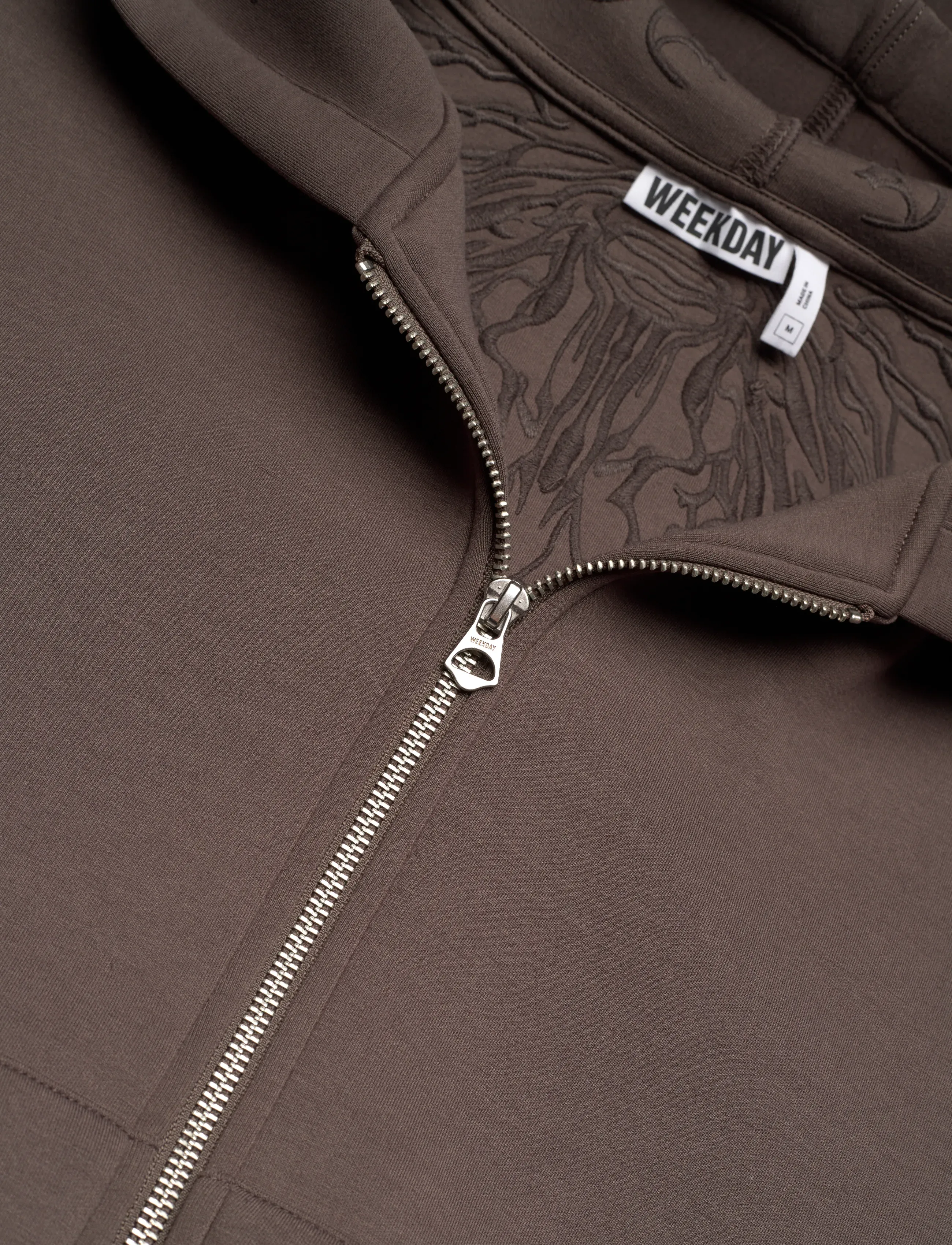 Weekday - Simon Graphic Scuba Zip Hoodie - kapuutsiga pusad - dark mole embroidery - 2