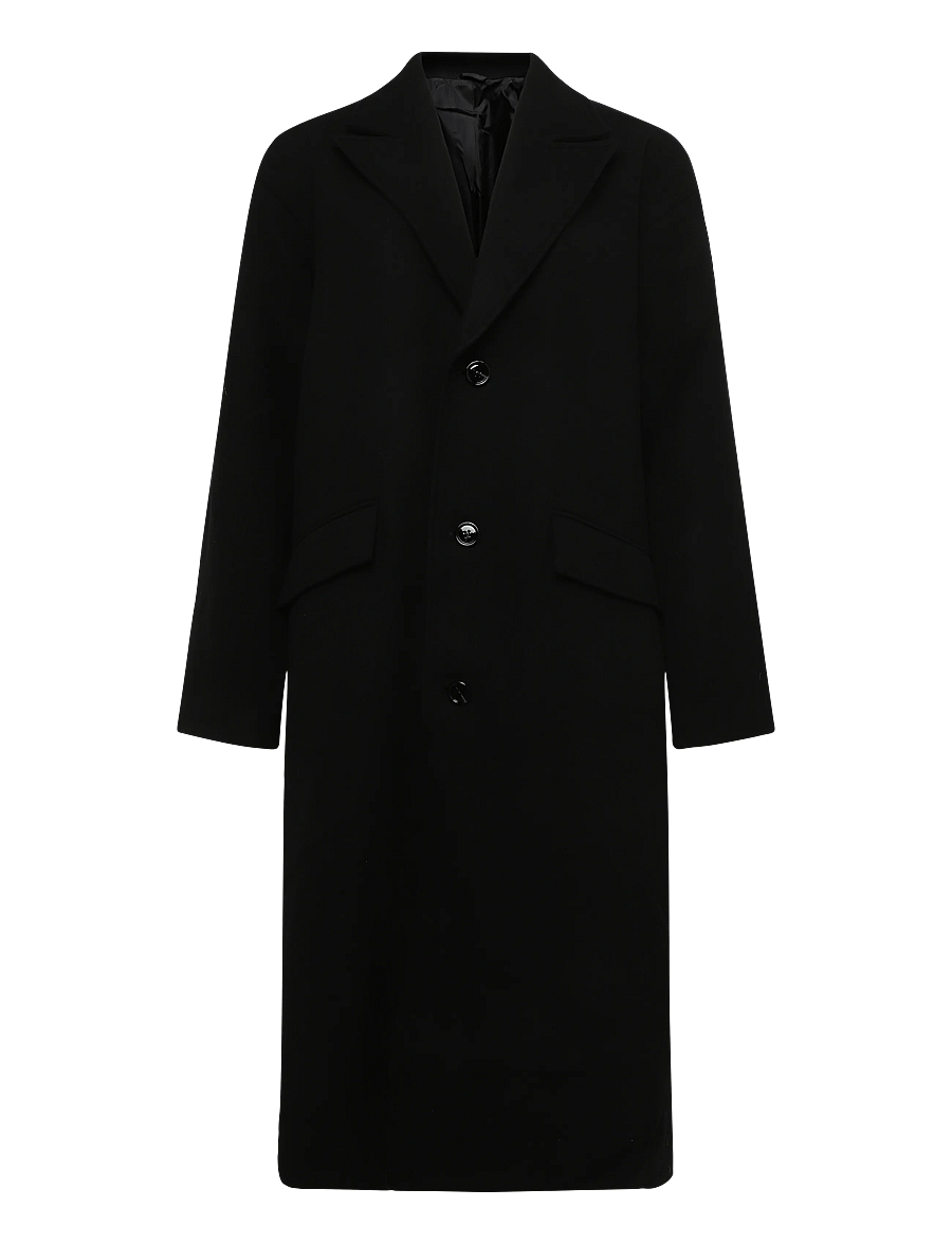 Weekday - Oversized Single-Breasted Wool Blend Coat - talvejoped - black - 0