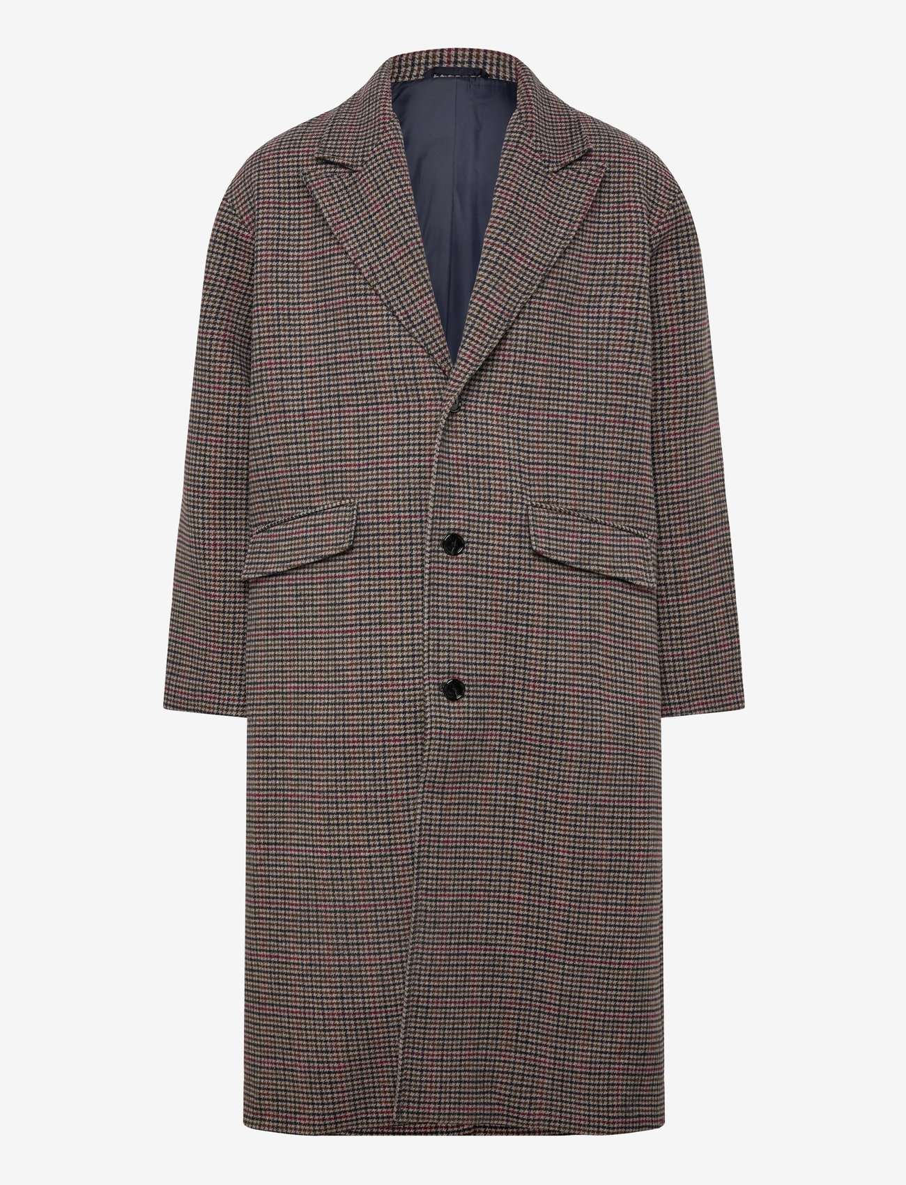 Weekday - Oversized Single-Breasted Wool Blend Coat - wool coats - brown check - 0