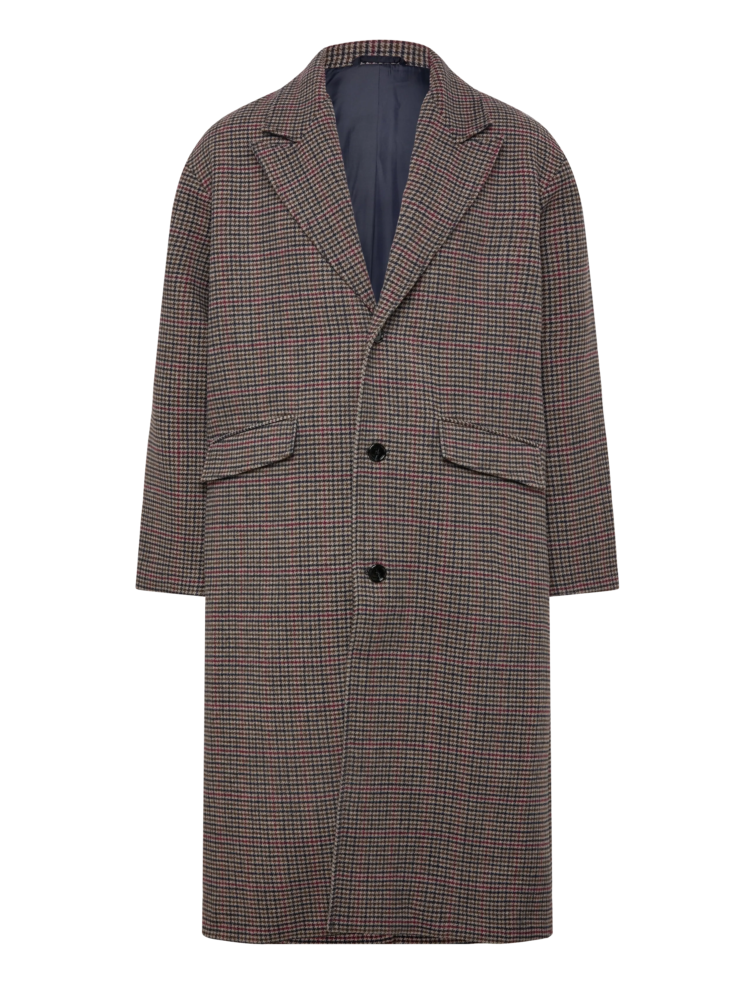 Weekday Oversized Single-Breasted Wool Blend Coat - Winter deals - BROWN CHECK / multi