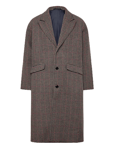 Oversized Single-Breasted Wool Blend Coat - Uldfrakker