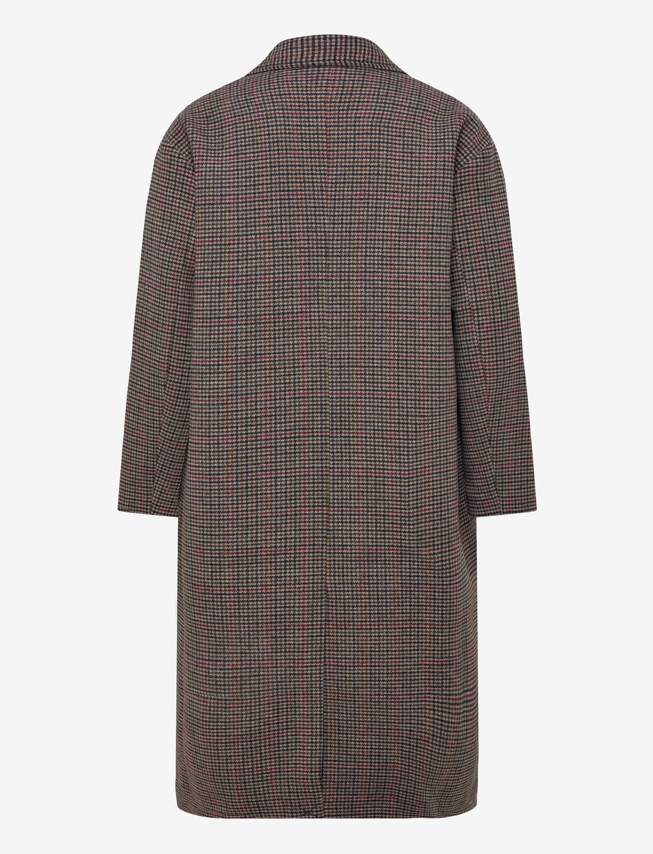 Weekday - Oversized Single-Breasted Wool Blend Coat - wool coats - brown check - 1