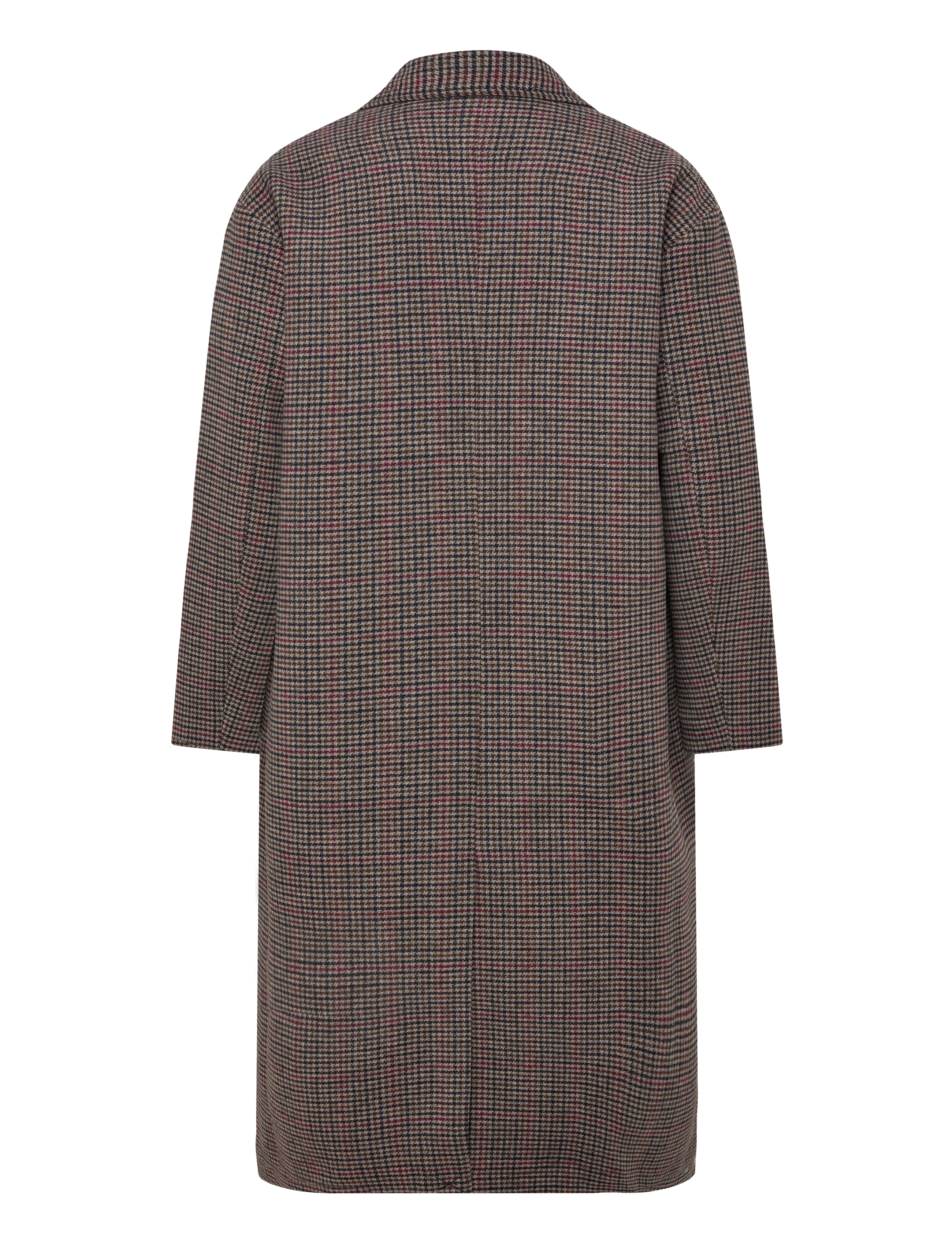 Weekday - Oversized Single-Breasted Wool Blend Coat - ullarfrakkar - brown check - 1