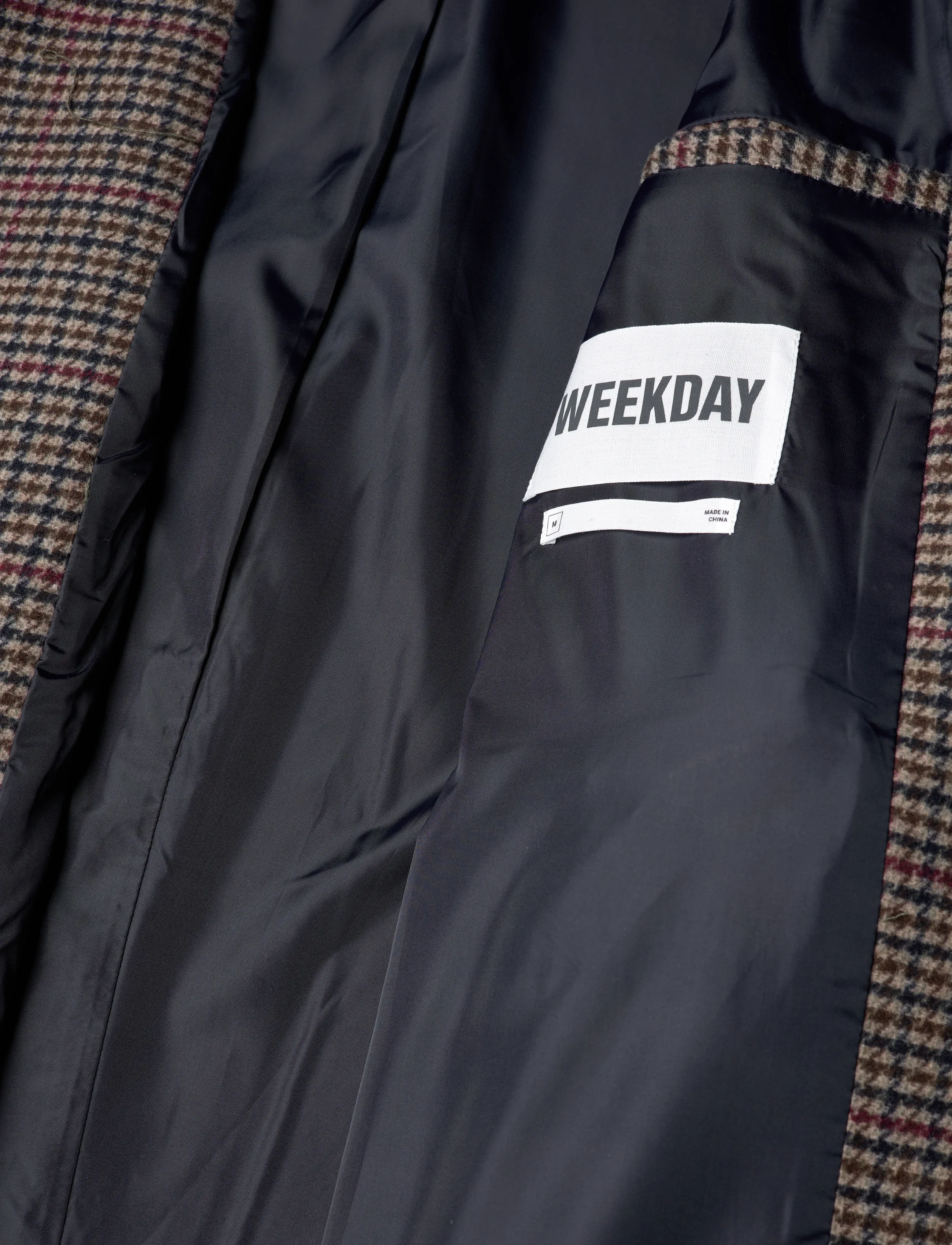 Weekday - Oversized Single-Breasted Wool Blend Coat - ullarfrakkar - brown check - 4